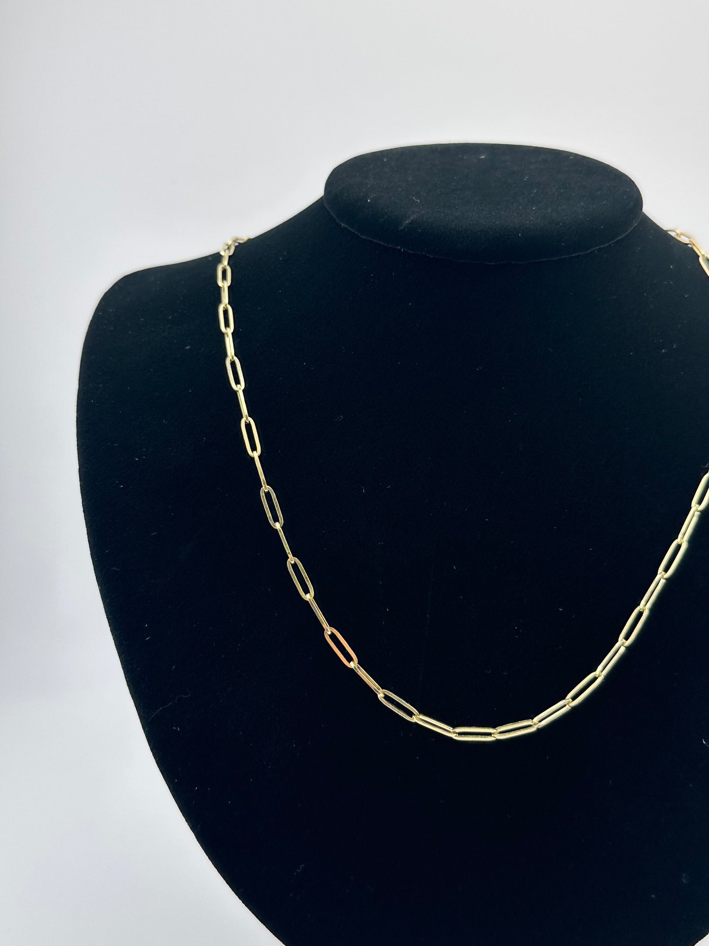14K Solid Yellow Gold Paper Clip Chain
