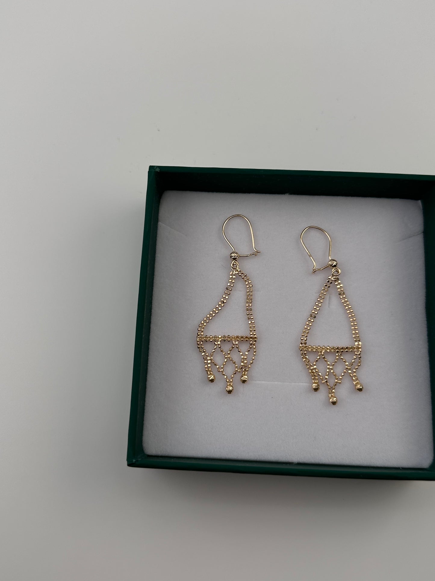 14K Gold Beaded Dangle Earrings – Real Gold Geometric Drop Earrings