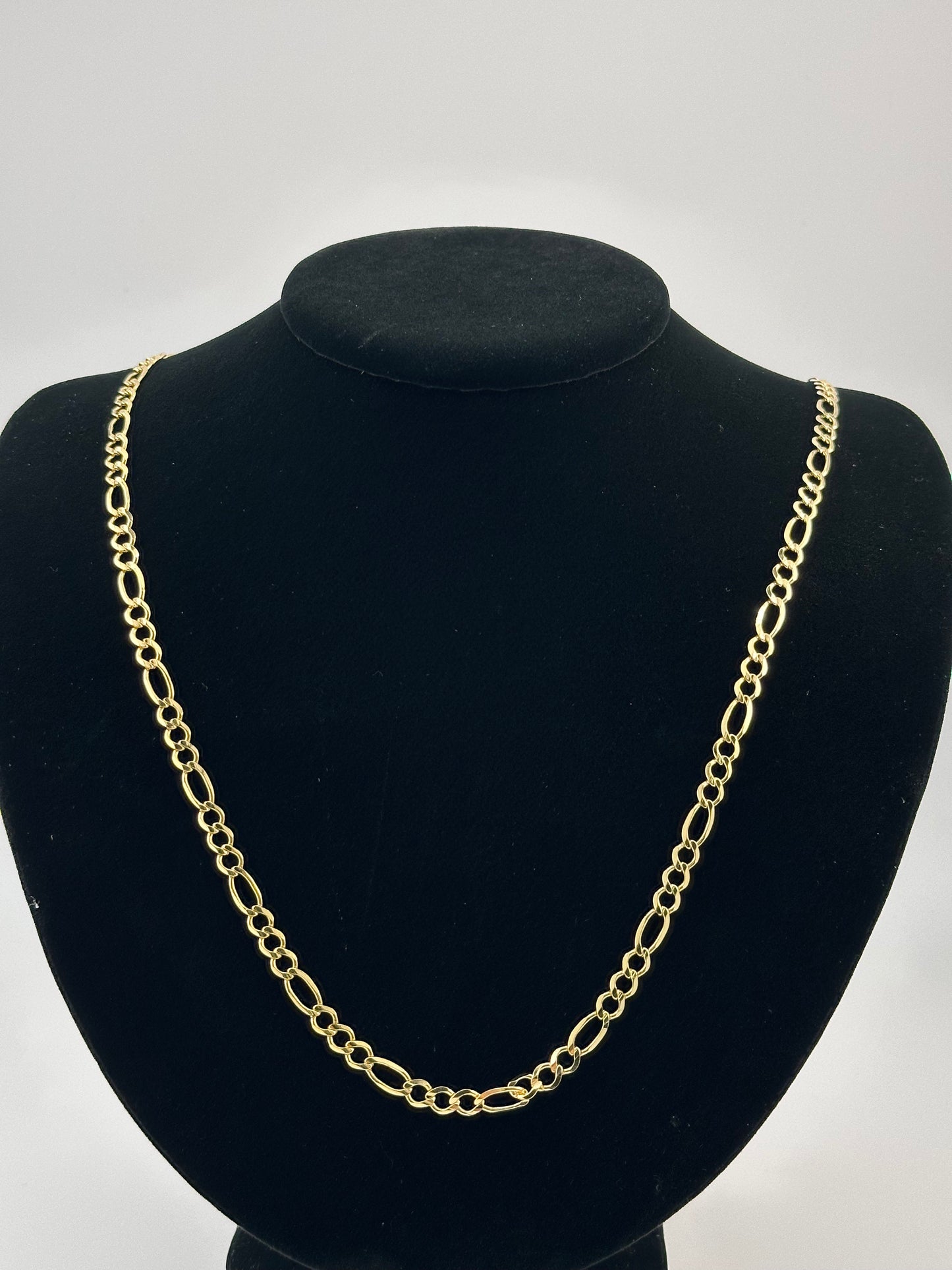 14K Gold Figaro Open Concave Chain