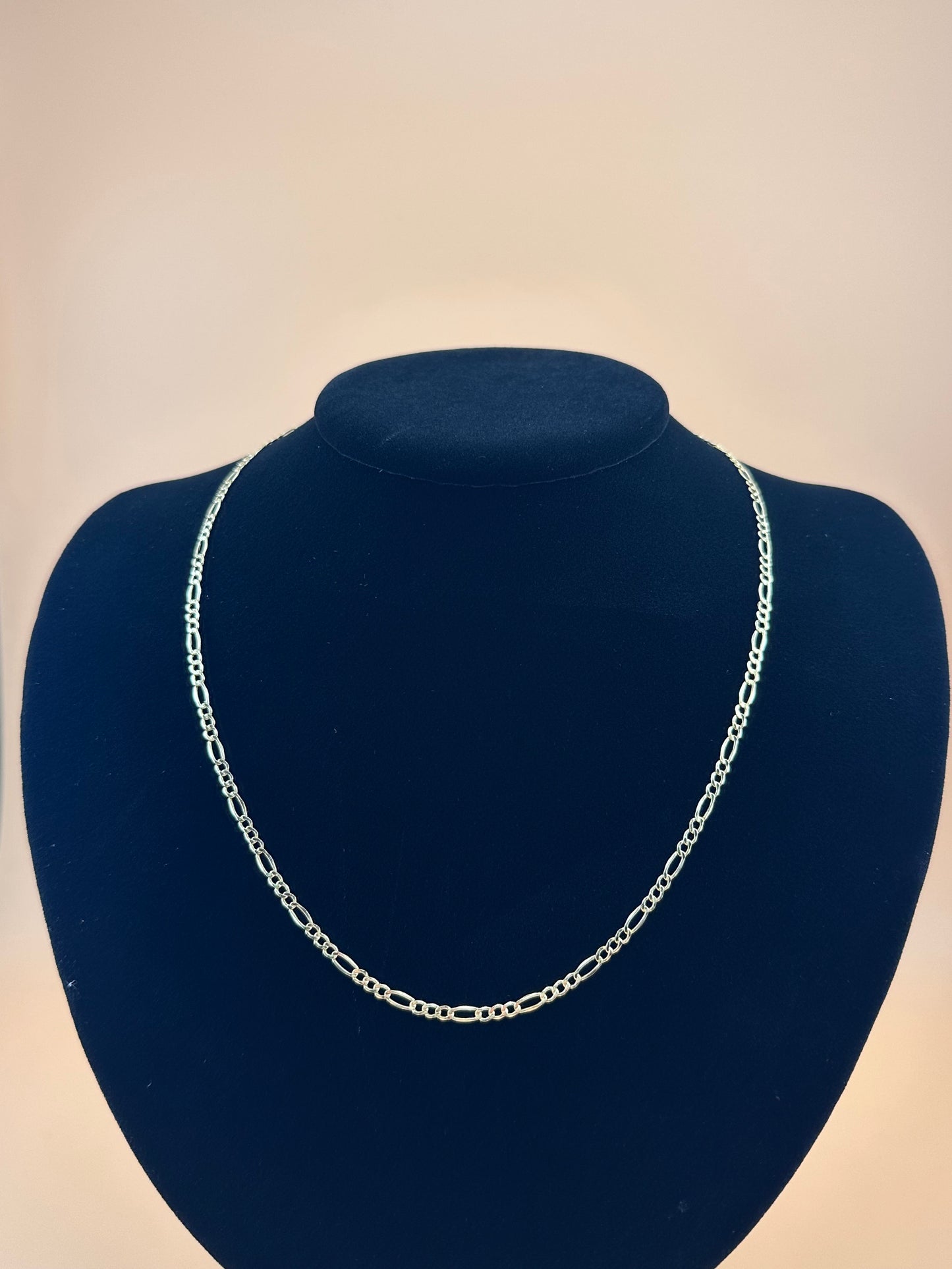 14K Yellow Gold Hollow Figaro Chain Necklace
