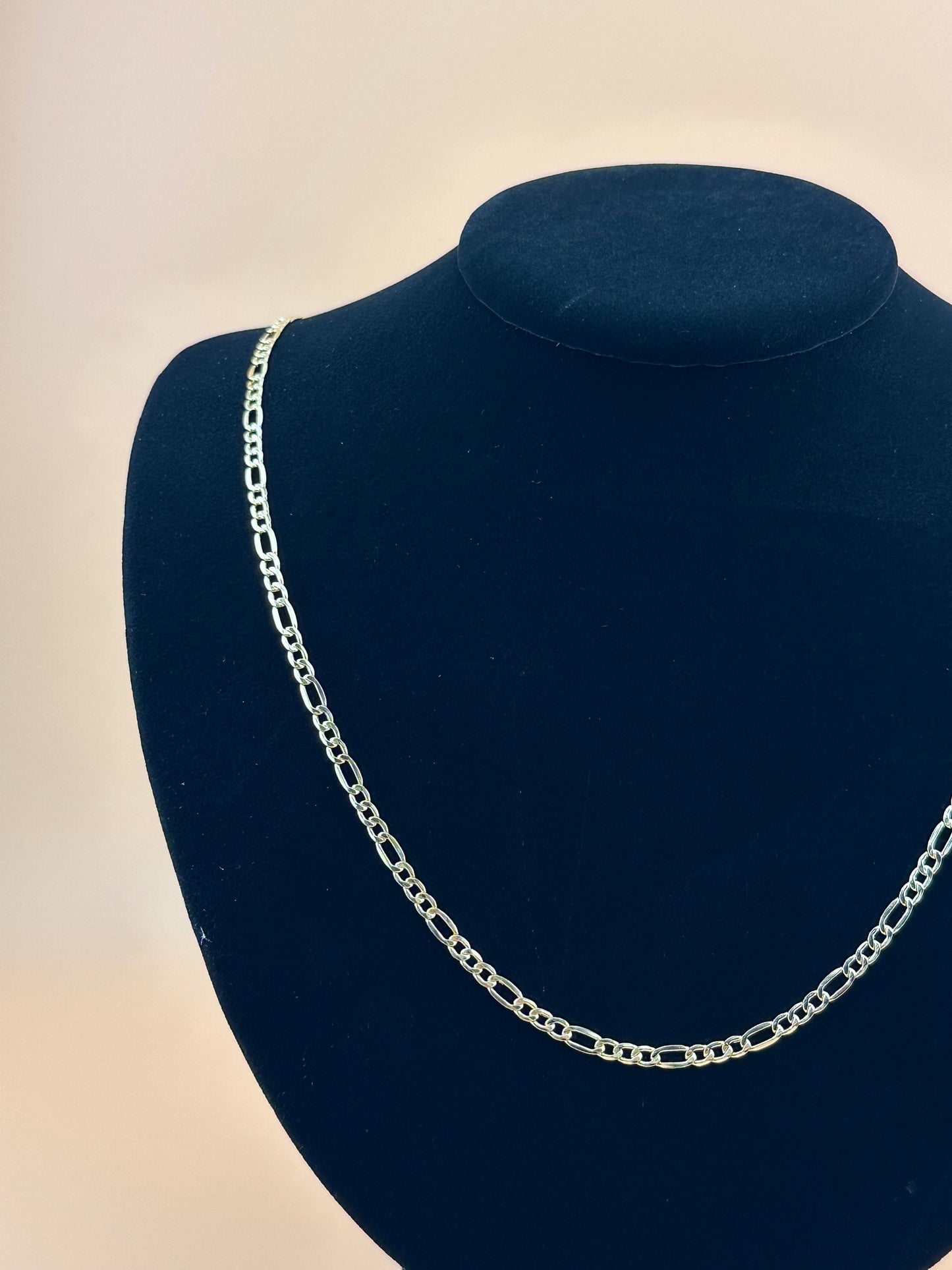 14K Gold Hollow Beveled Figaro Chain