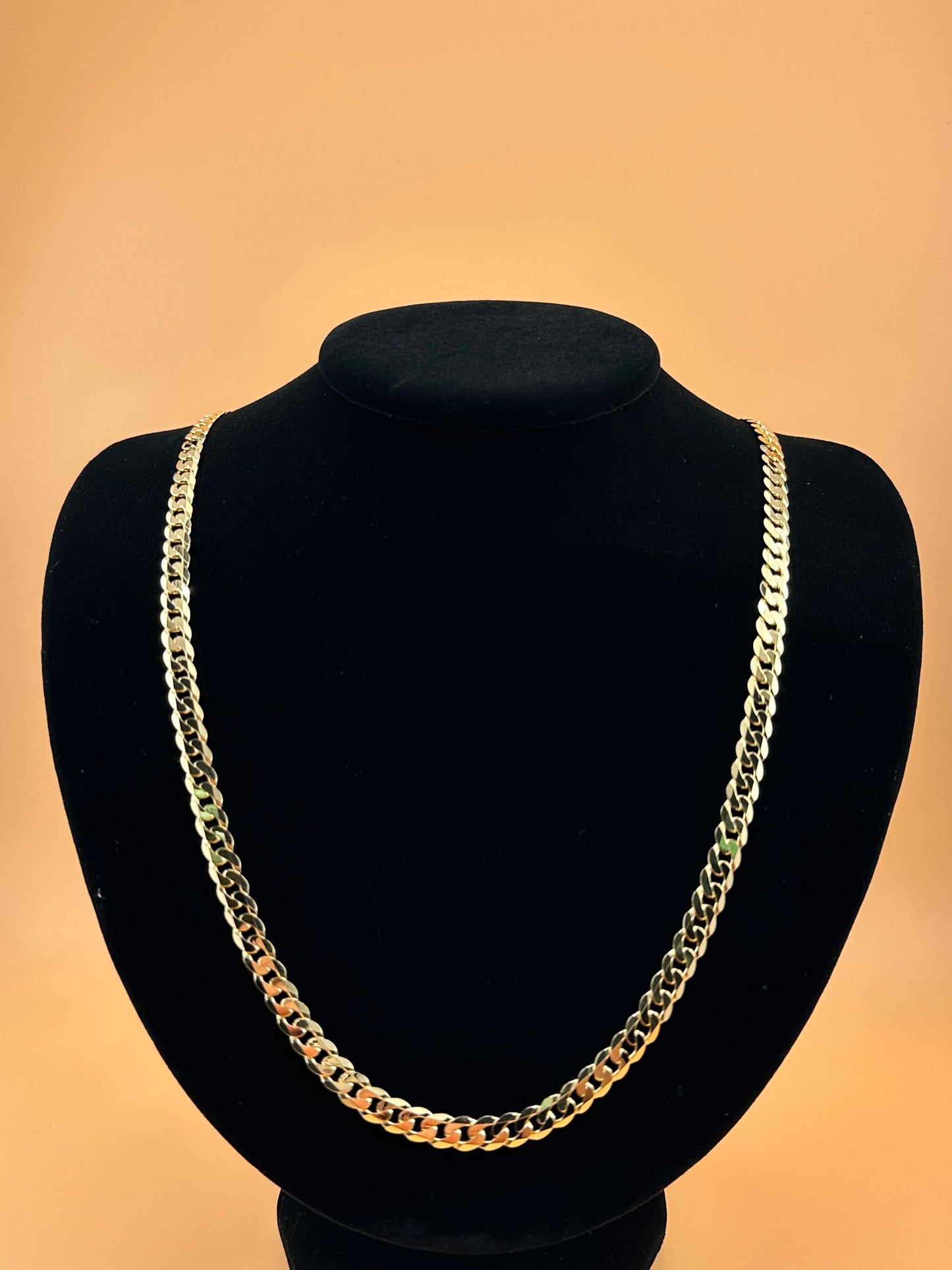 14K Gold Flat Beveled Curb Chain