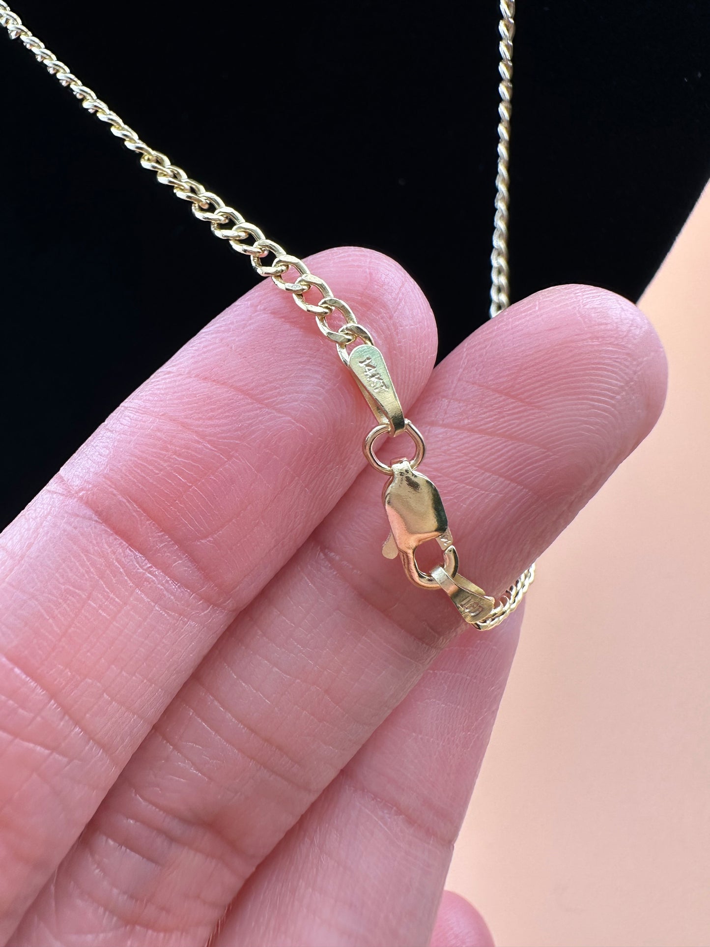 14K Gold Hollow Beveled Curb Chain