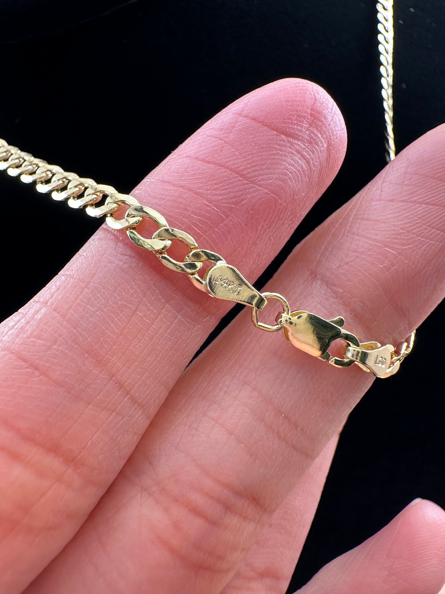 14K Gold Hollow Beveled Curb Chain