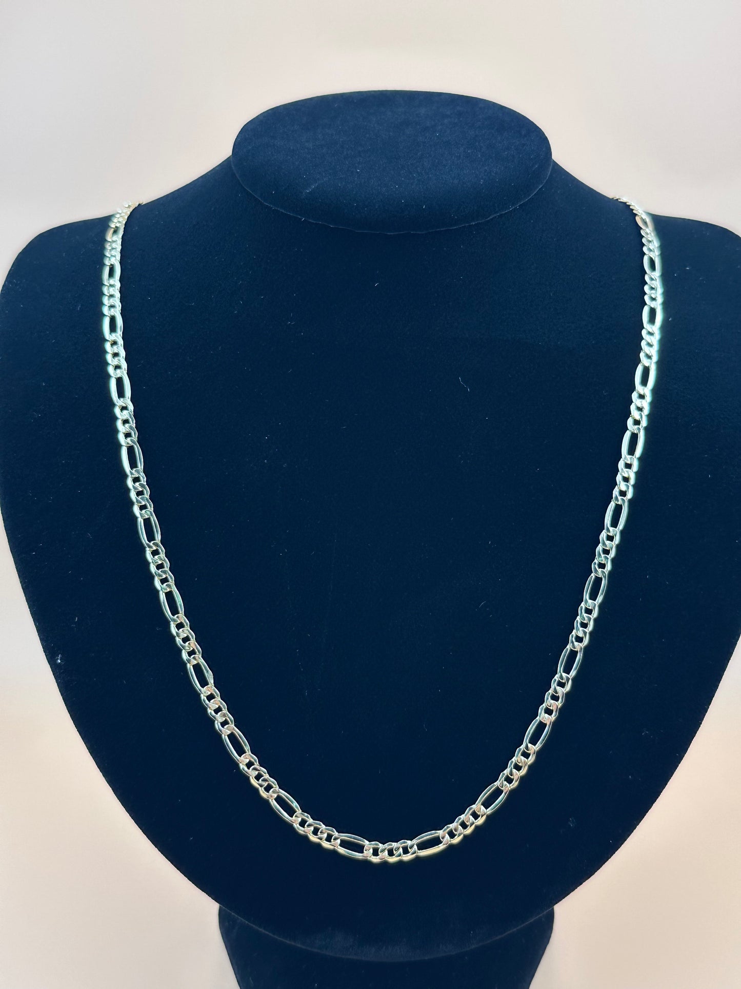 14K Gold Hollow Beveled Figaro Chain