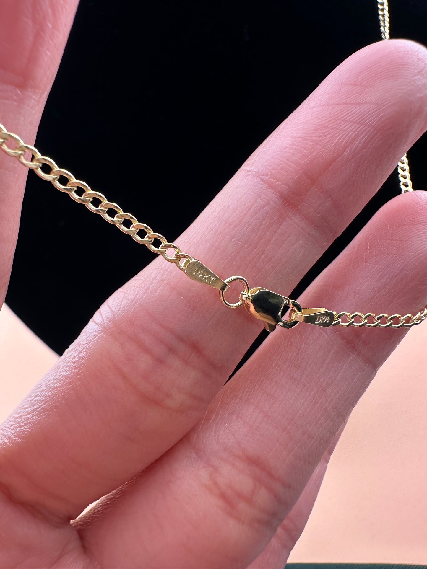14K Gold Hollow Beveled Curb Chain