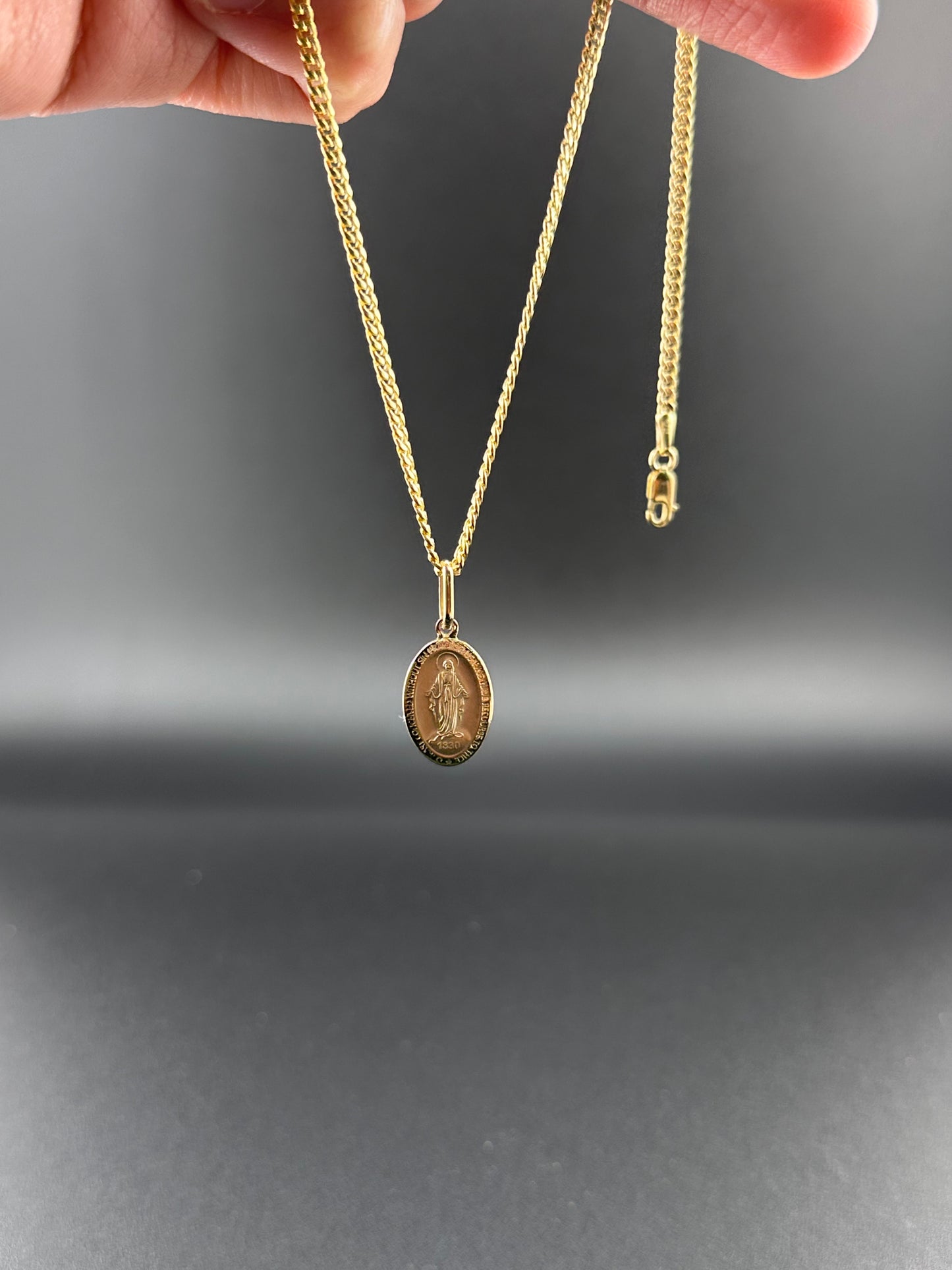 14K Yellow Gold Miraculous Medal Pendant