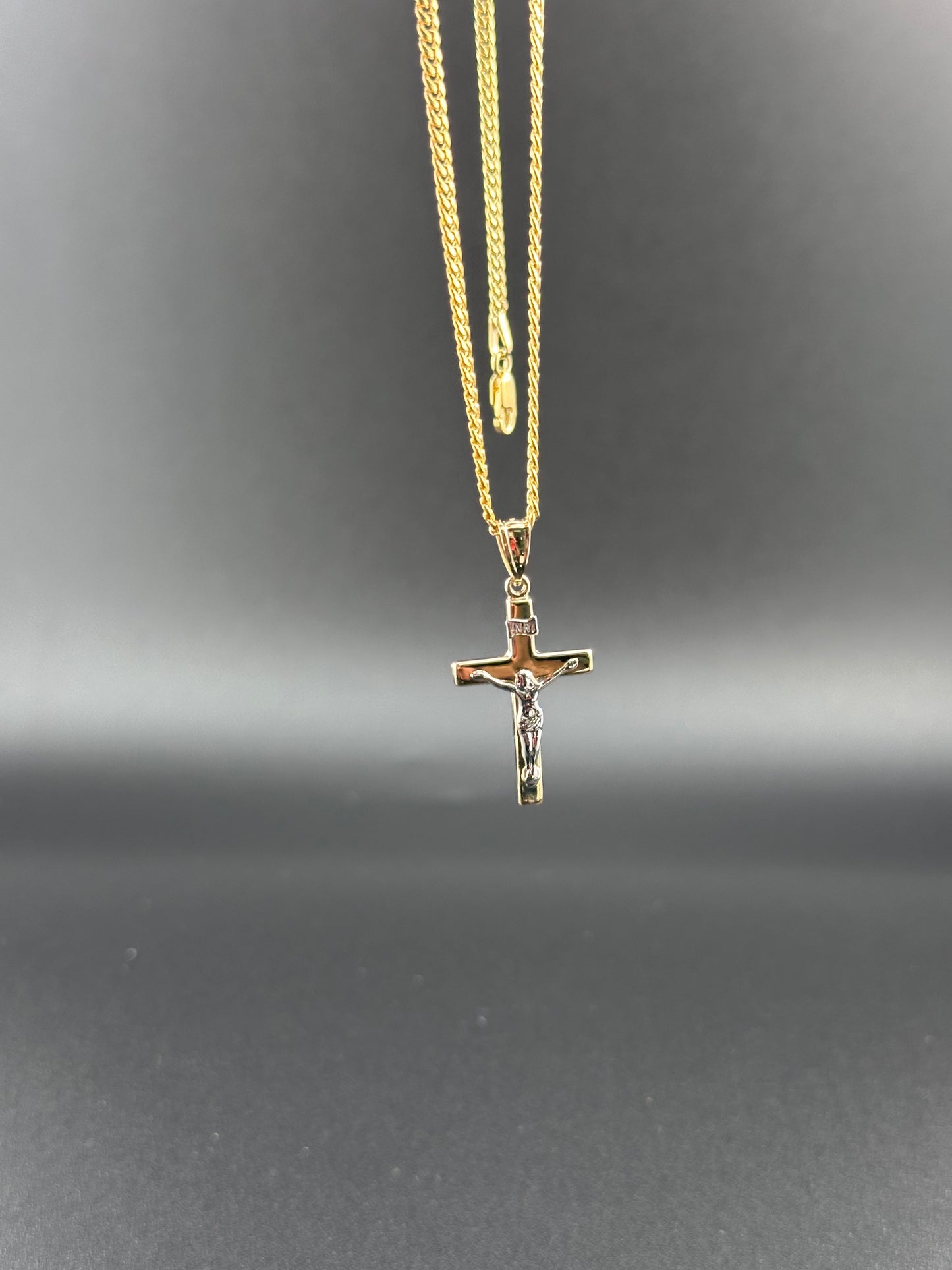 14K Two-Tone Gold Crucifix Cross Pendant