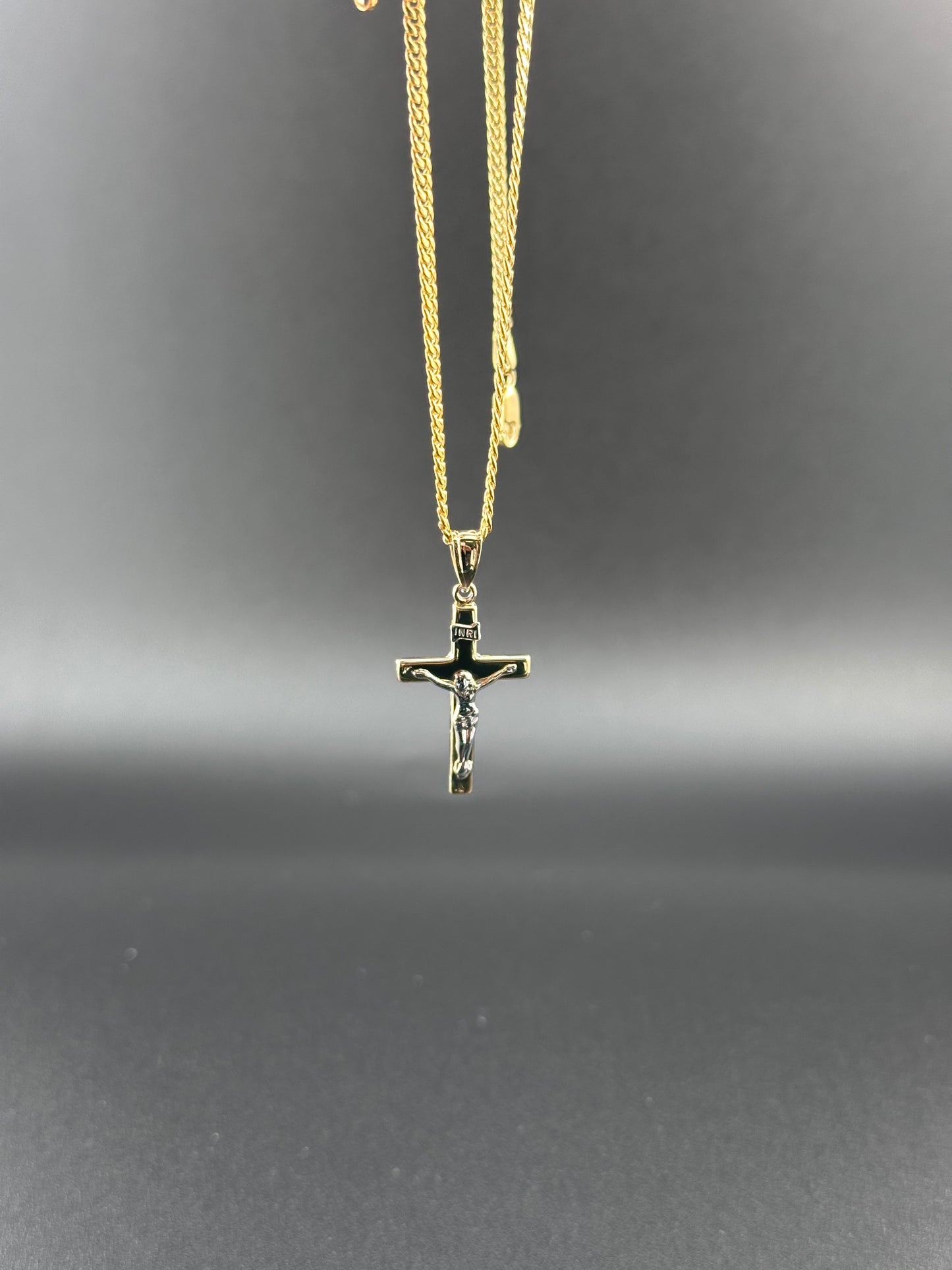 14K Two-Tone Gold Crucifix Cross Pendant