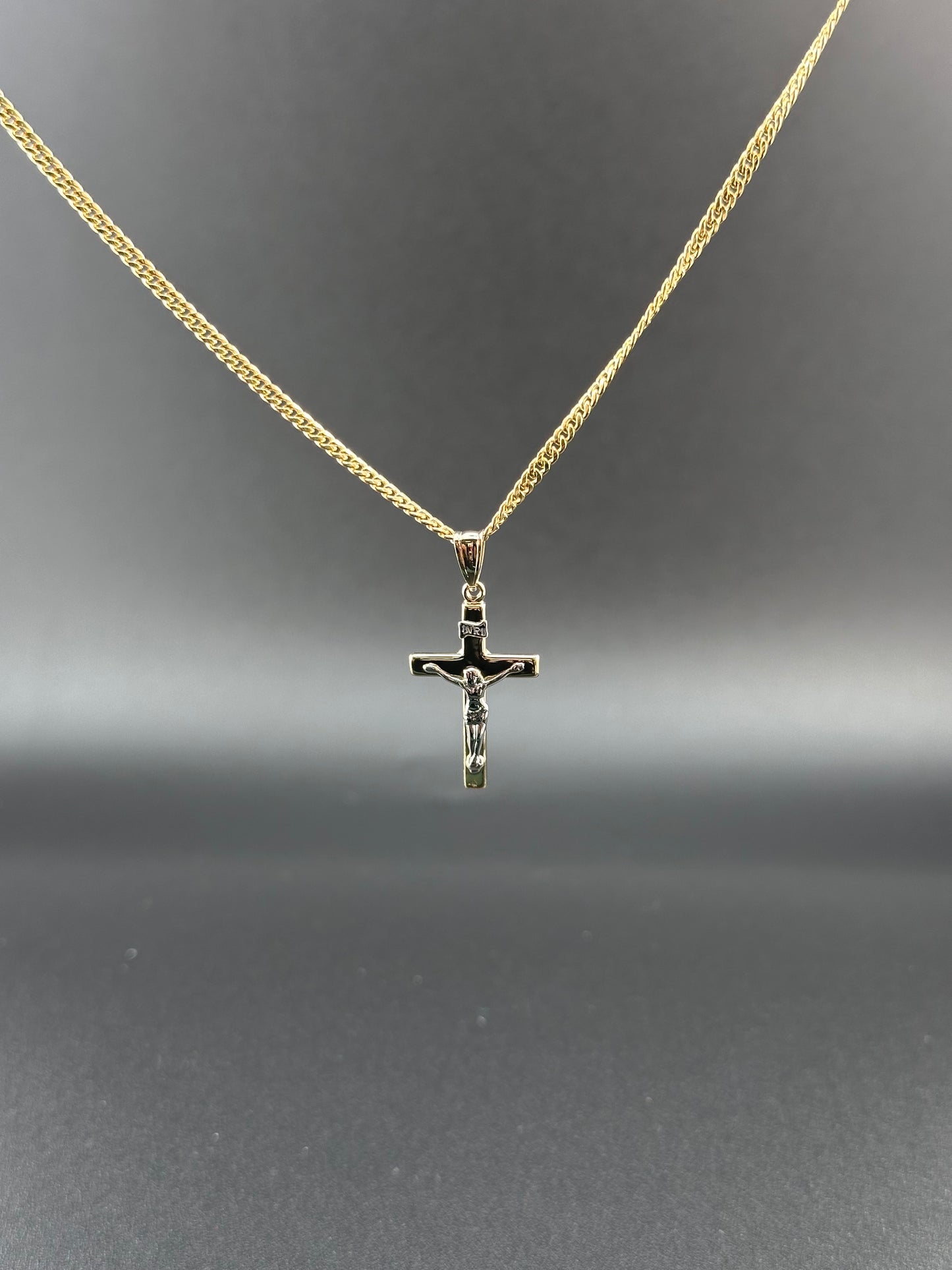 14K Two-Tone Gold Crucifix Cross Pendant
