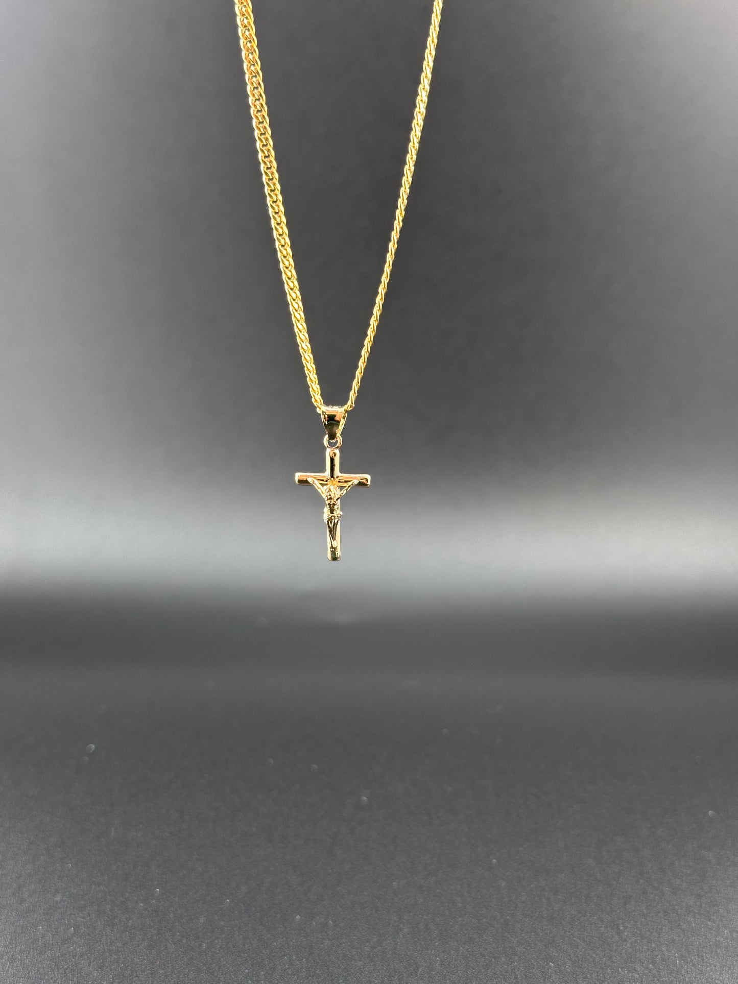 14K Gold Crucifix Pendant | Small Jesus Cross Charm