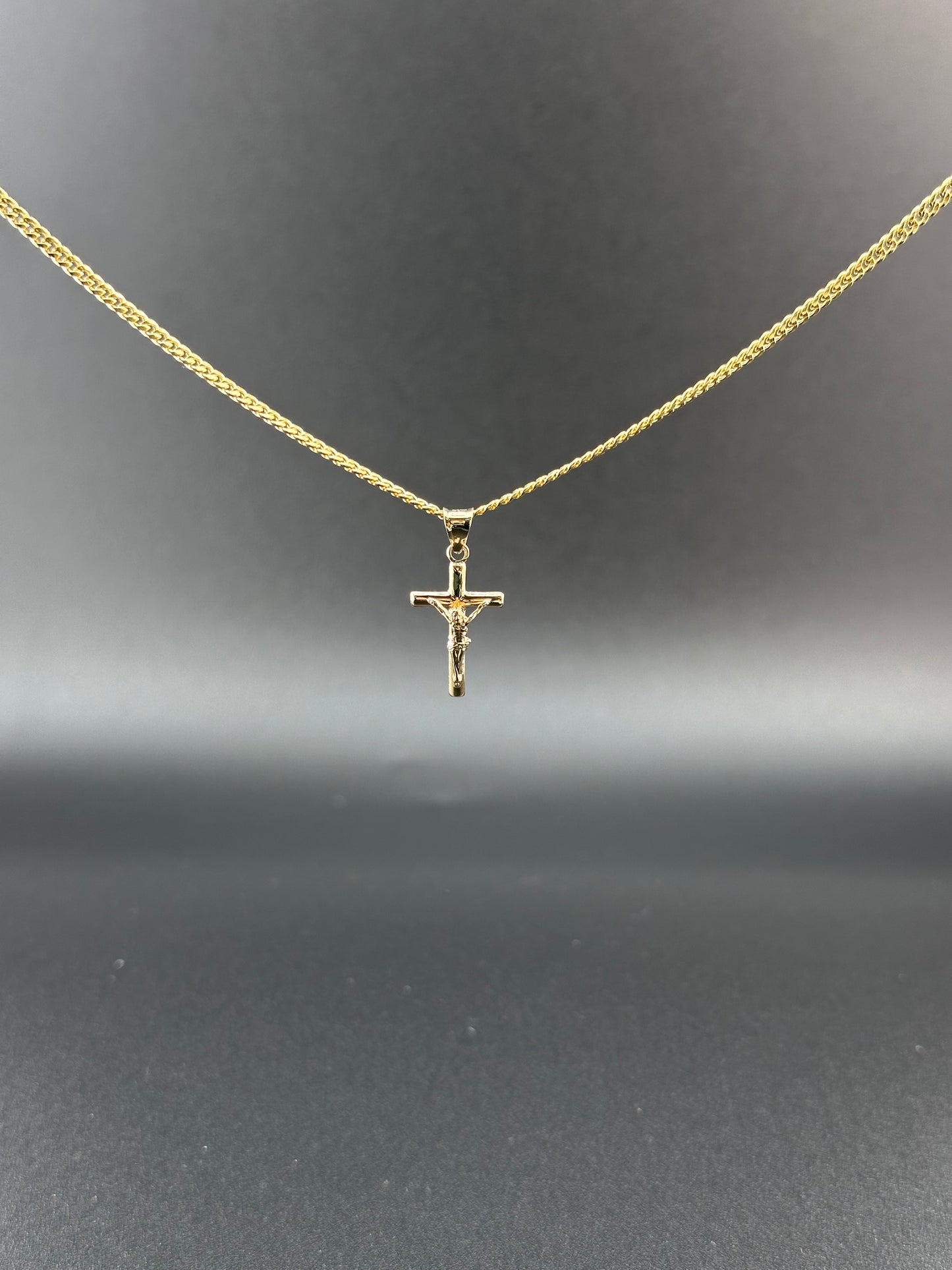 14K Gold Crucifix Pendant | Small Jesus Cross Charm