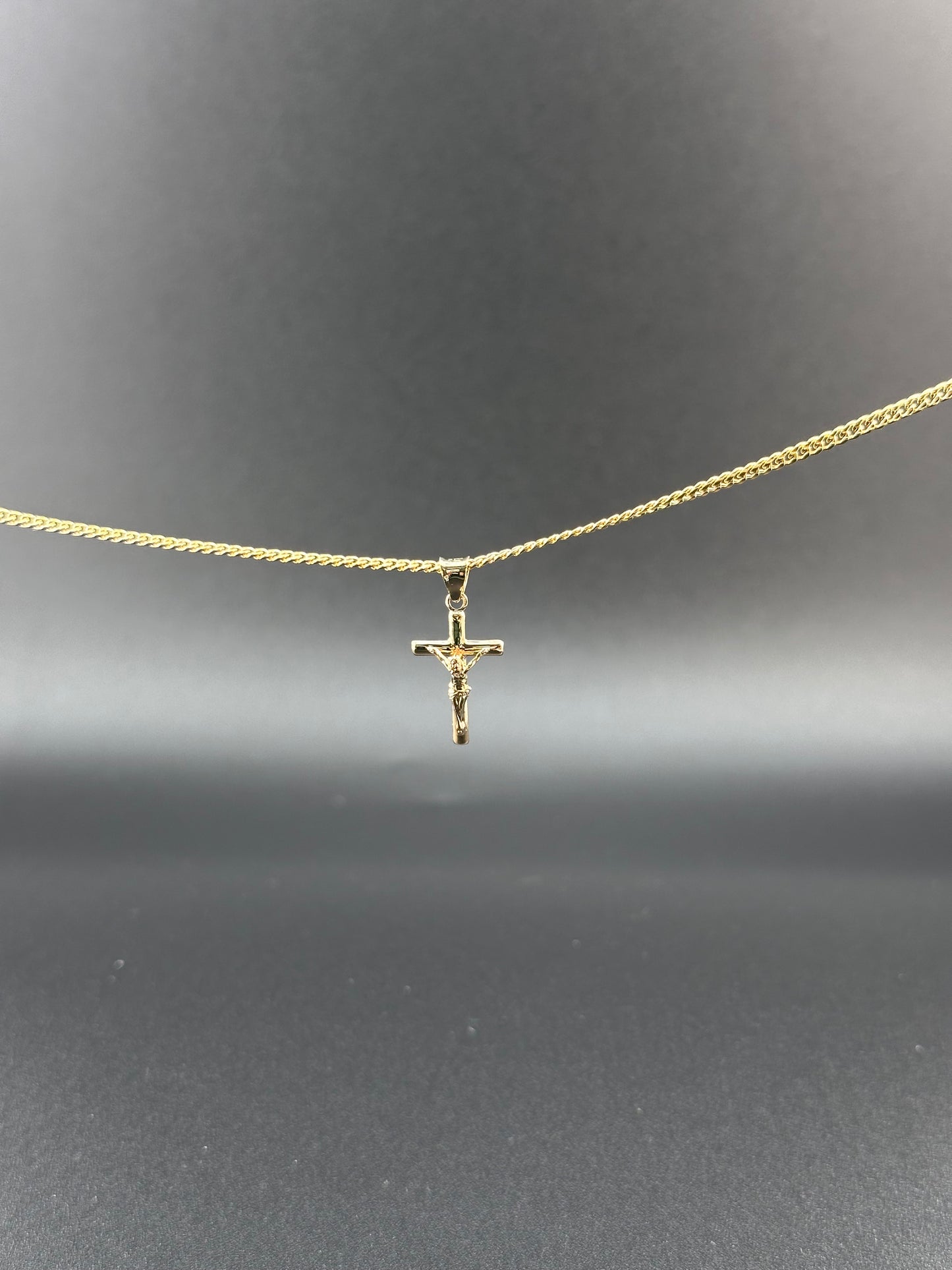 14K Gold Crucifix Pendant | Small Jesus Cross Charm