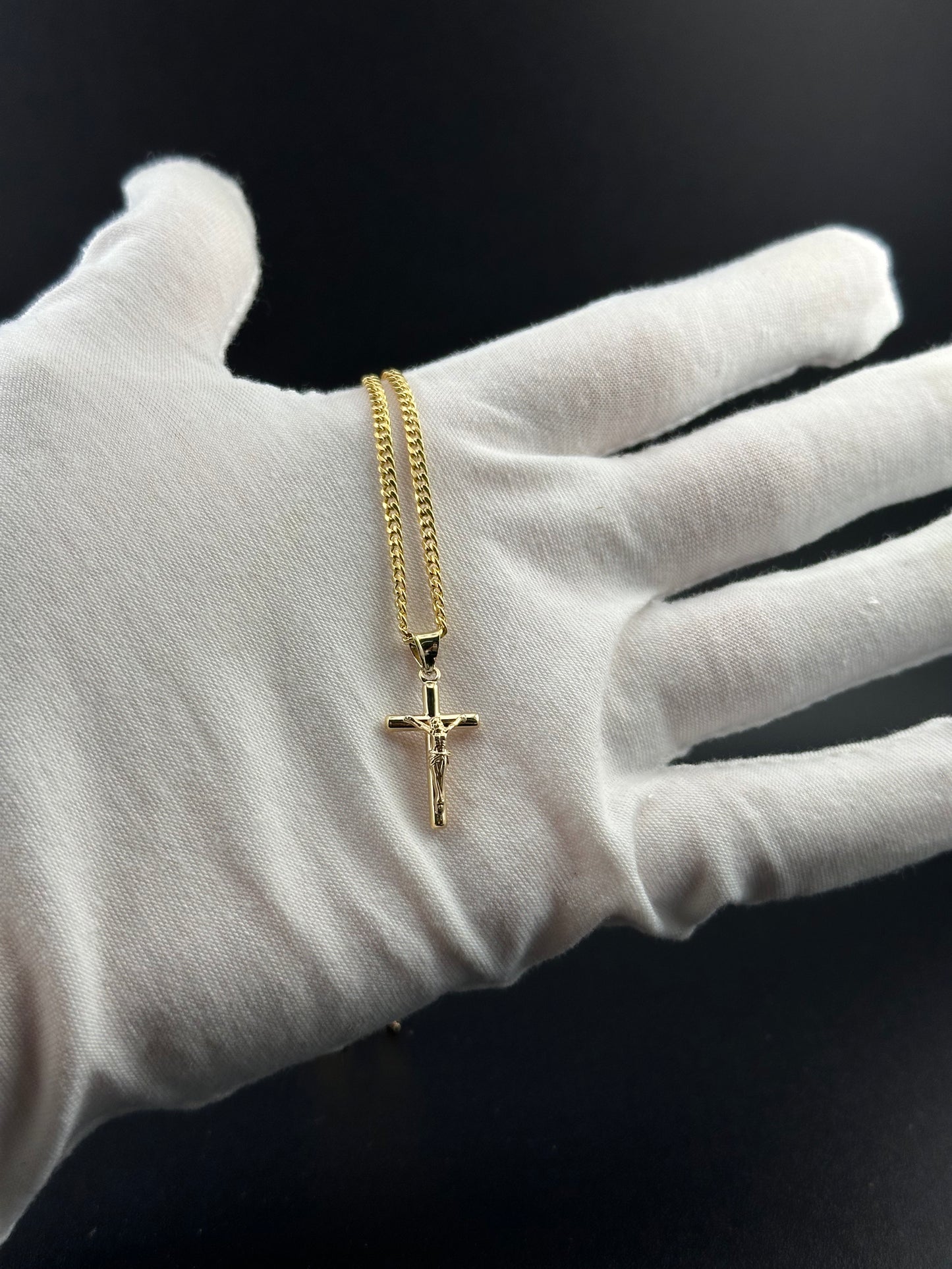 14K Gold Crucifix Pendant | Small Jesus Cross Charm
