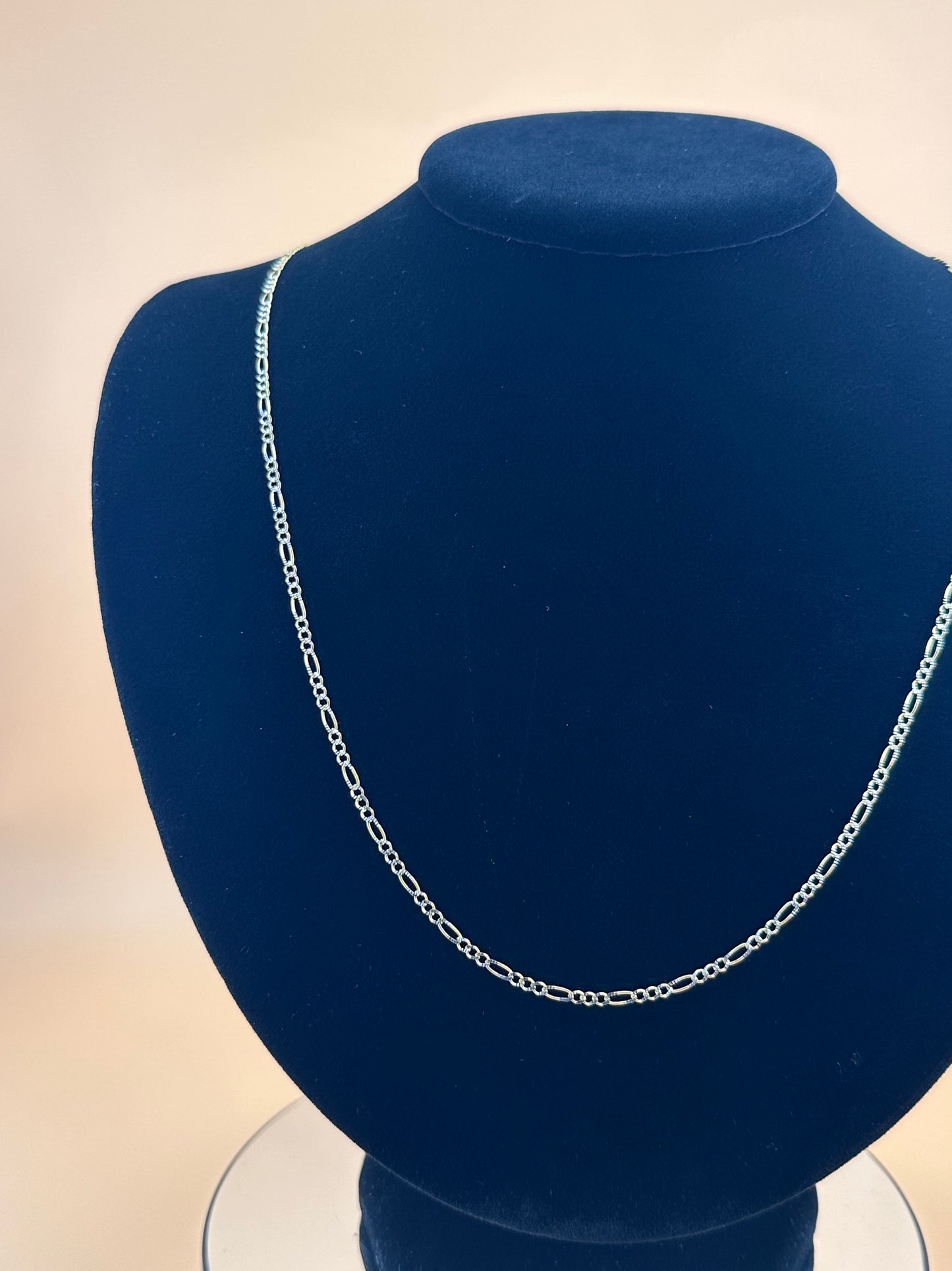14K Yellow Gold Figaro Chain with White Pave Finish