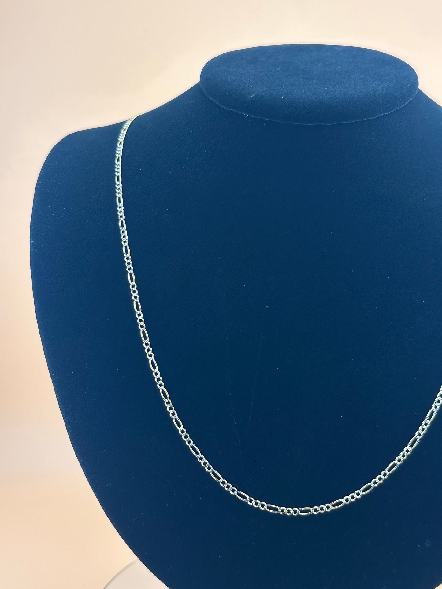 14K Yellow Gold Figaro Chain with White Pave Finish