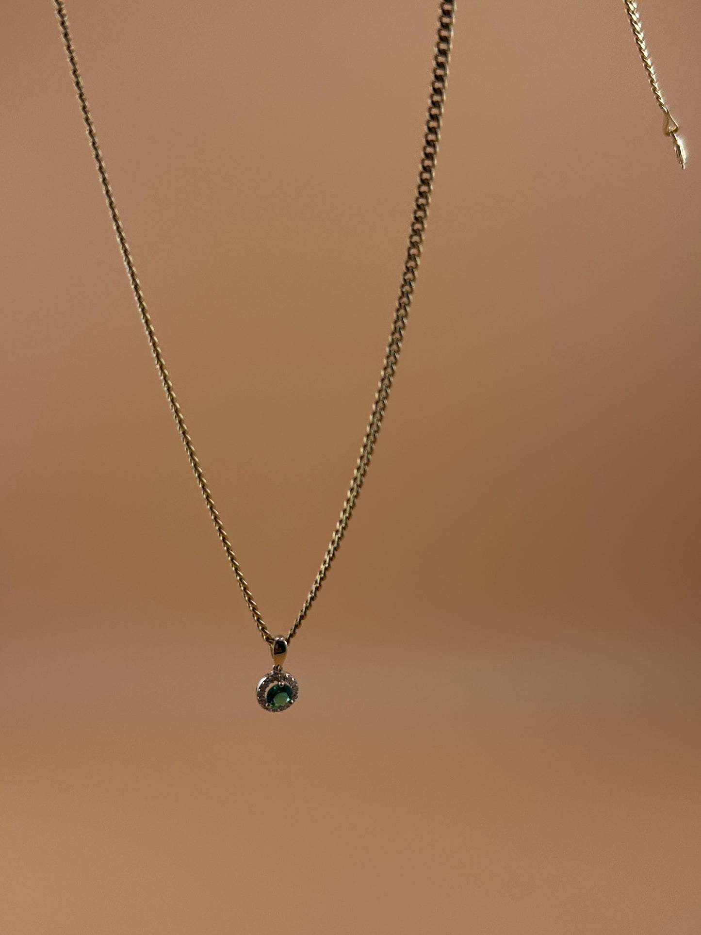 14K Gold Birthstone Pendant – Round Gemstone Necklace Charm | January to December Stones
