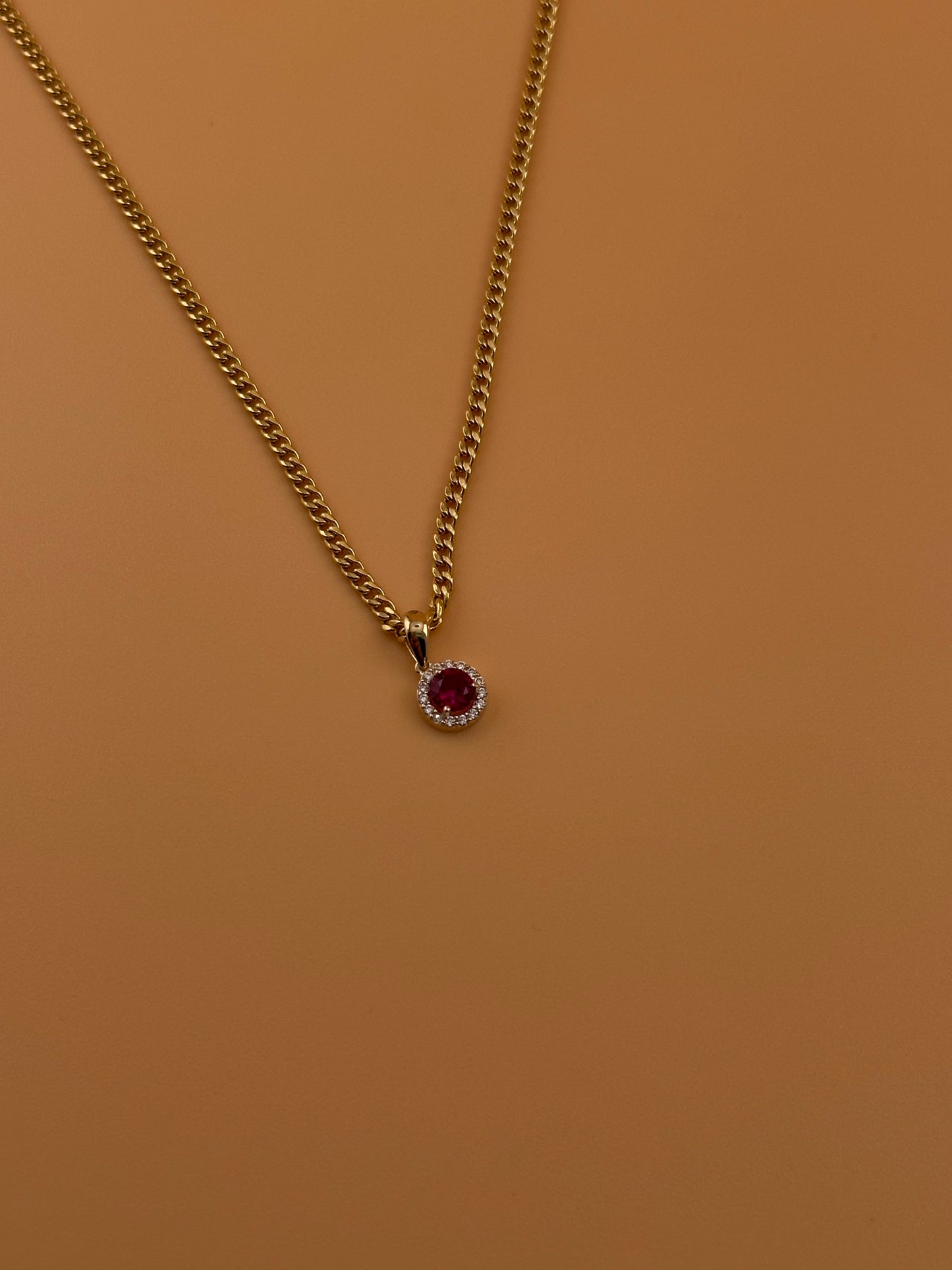 14K Gold Birthstone Pendant – Round Gemstone Necklace Charm | January to December Stones