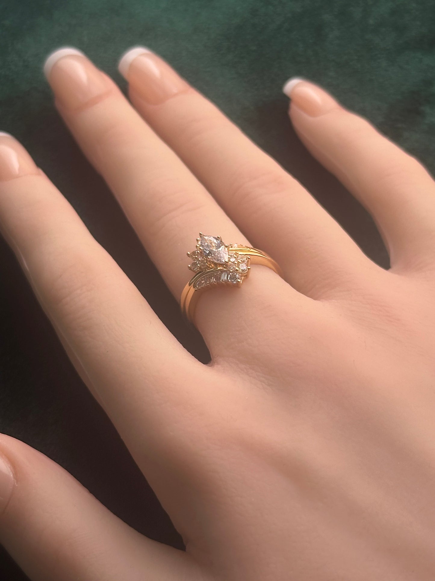14k Gold CZ Wedding Ring Set – Size 7