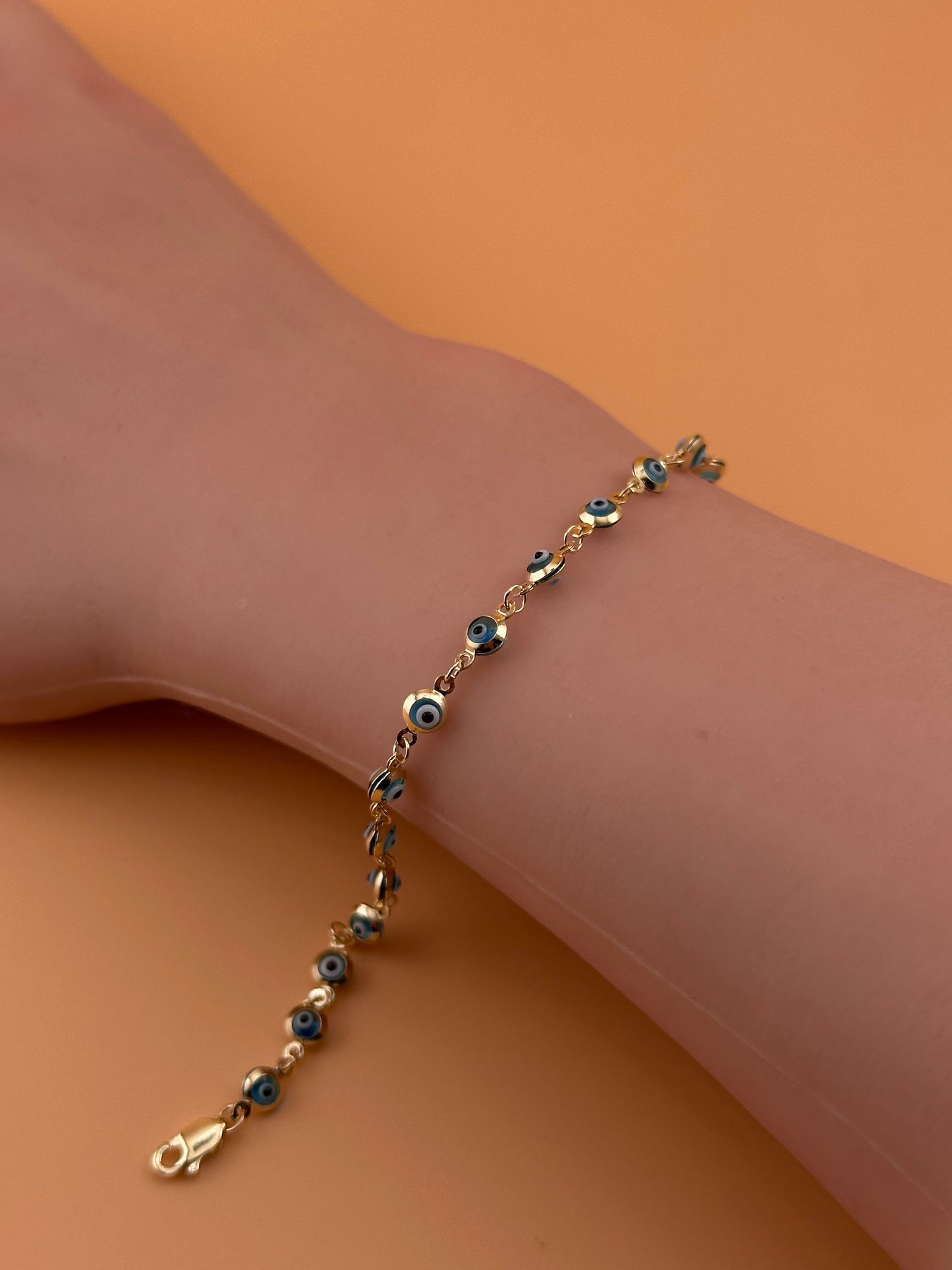 14K Gold Evil Eye Bracelet – 7”