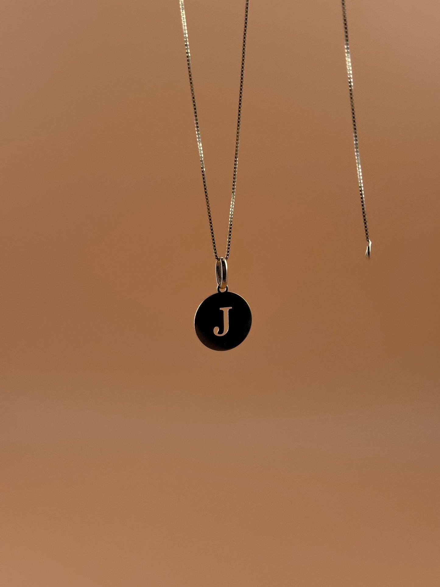 14K Gold Initial Pendant l Cut-Out Letter Charm l Personalized Disc Necklace
