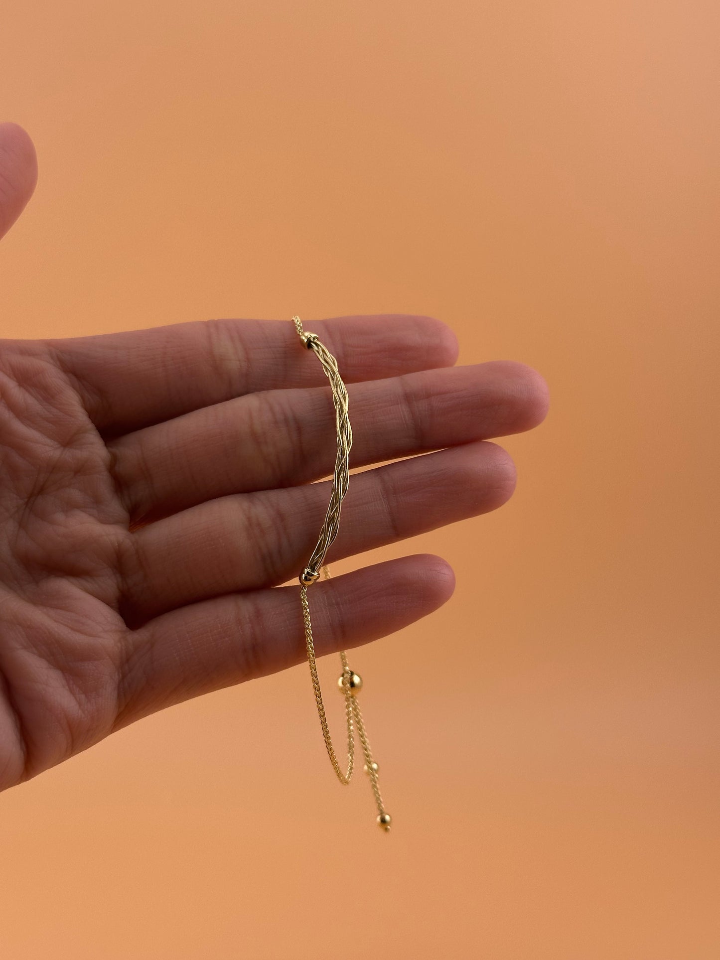 14K Gold Friendship Bracelet – Adjustable 5.5"-7.5"