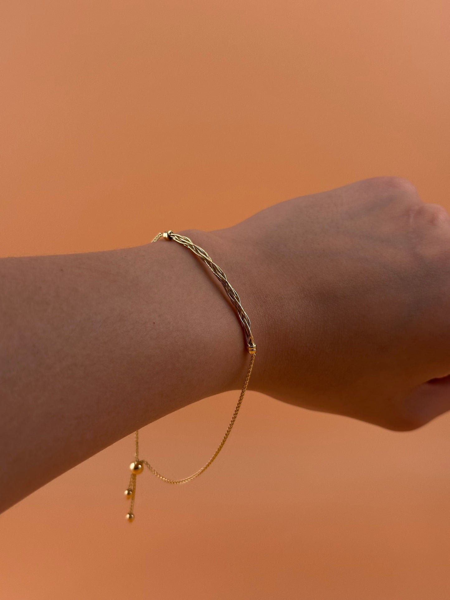 14K Gold Friendship Bracelet – Adjustable 5.5"-7.5"