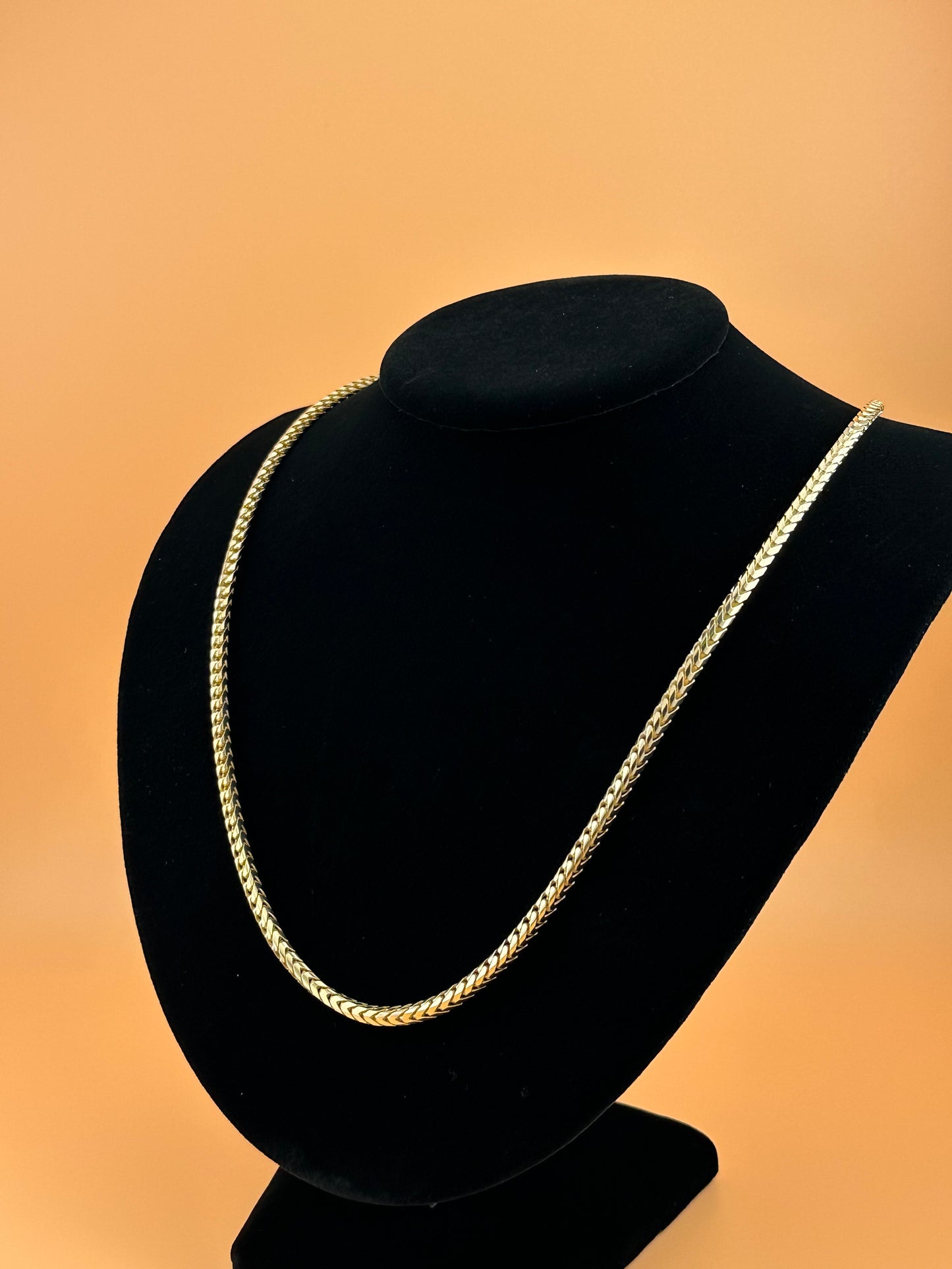 14K Solid Gold Franco Chain – 3.3mm – Men’s Real Gold Chain