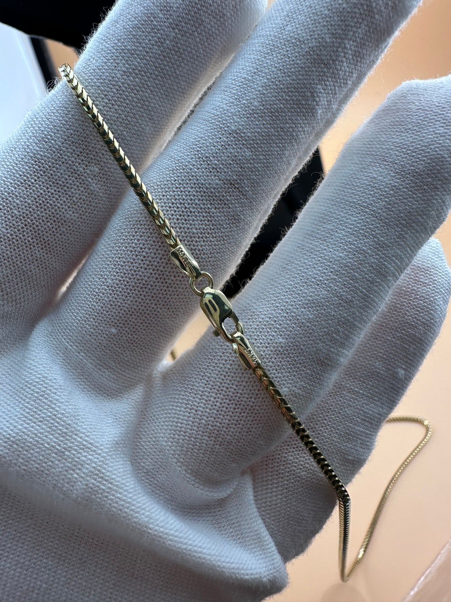 14K Solid Gold Franco Chain – 1.6mm Round Link Necklace & Bracelet