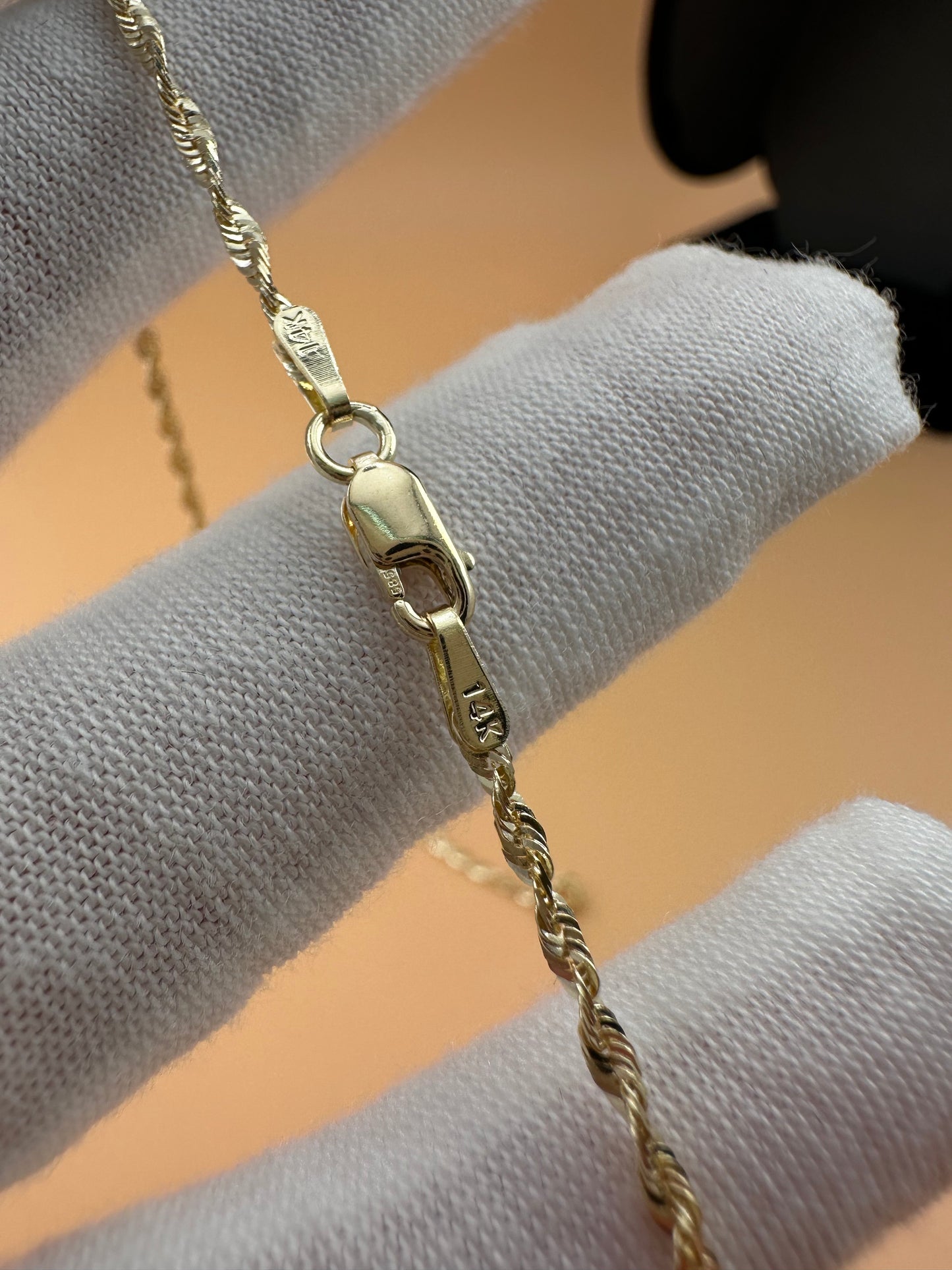14K Solid Gold Rope Chain 2mm – Real Gold Chain for Men & Women