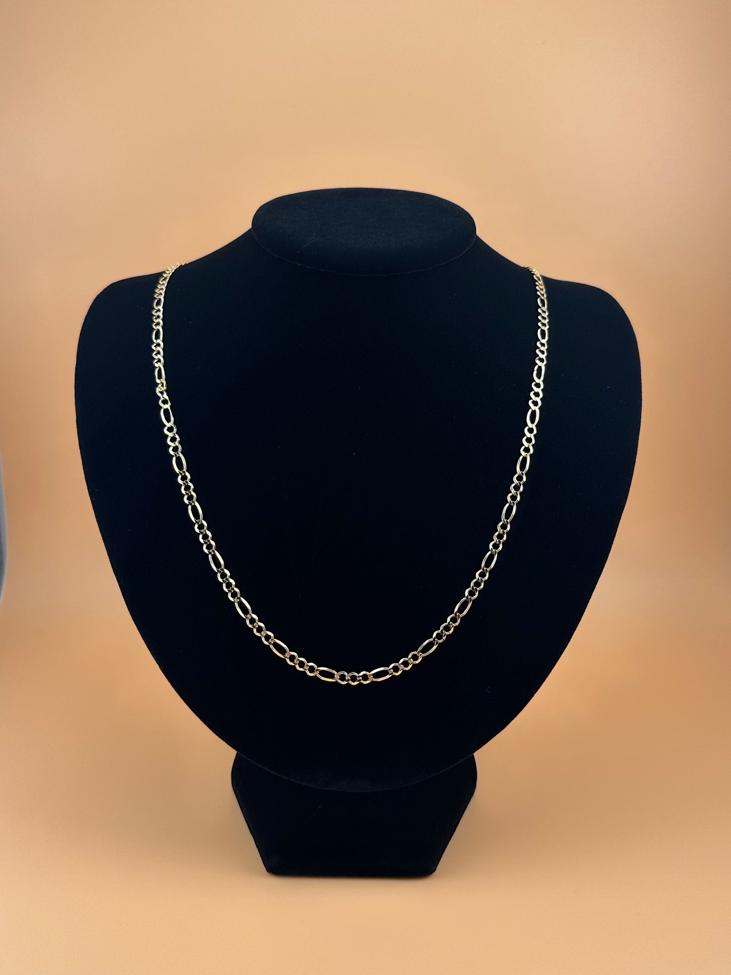 14K Yellow Gold Figaro Concave Open Link Chain