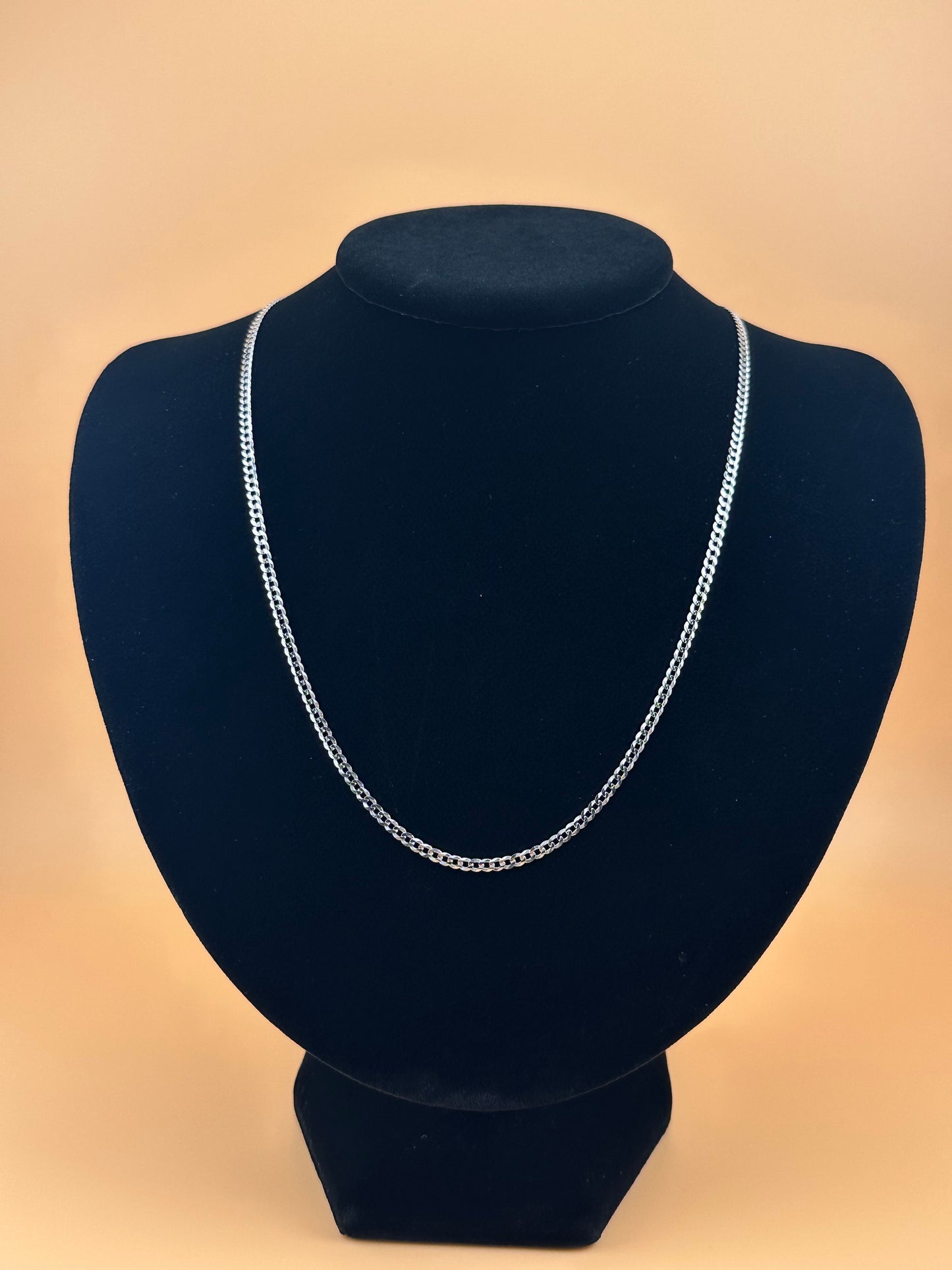 14K White Gold Hollow Curb Chain