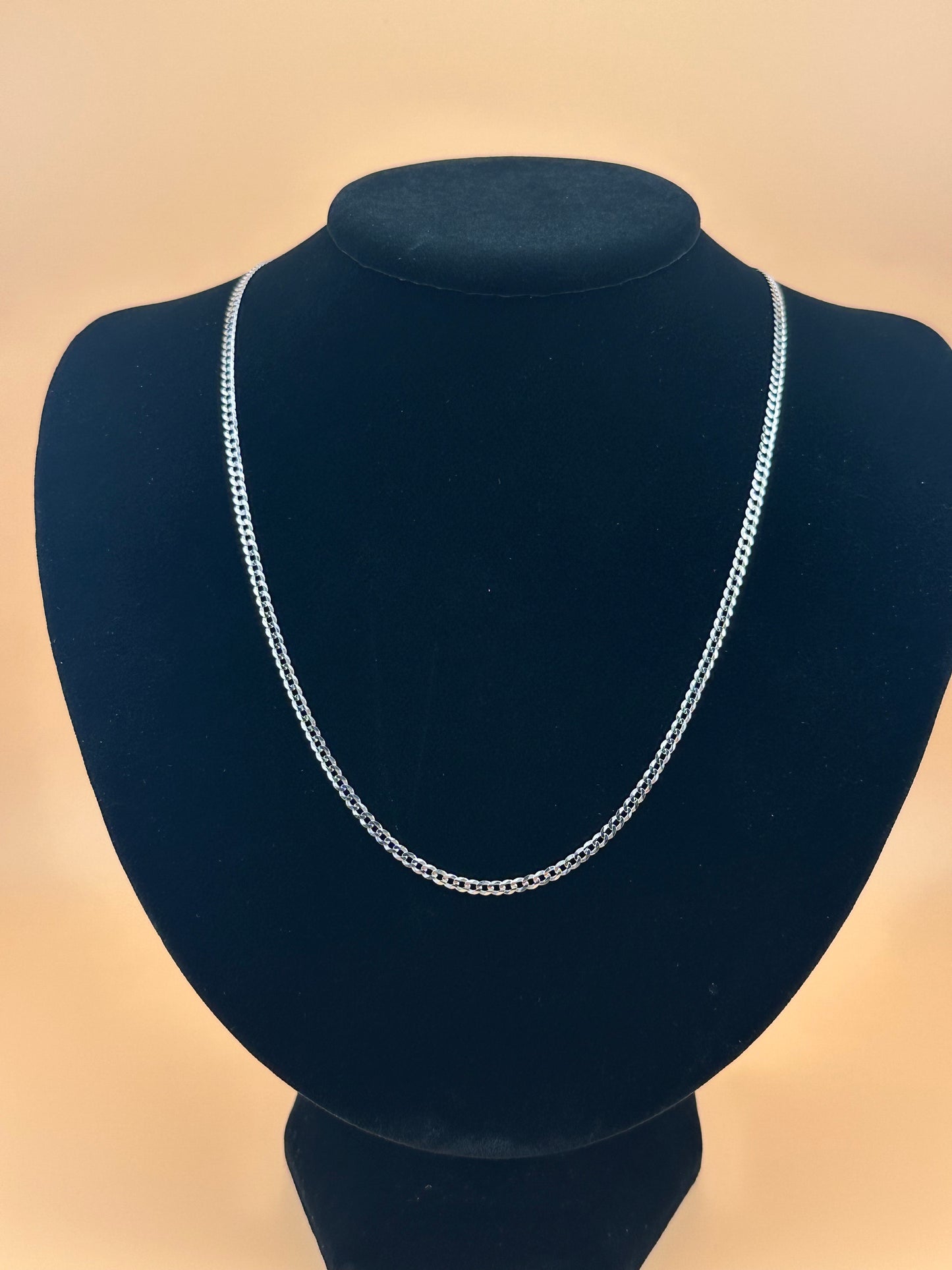 14K White Gold Hollow Curb Chain