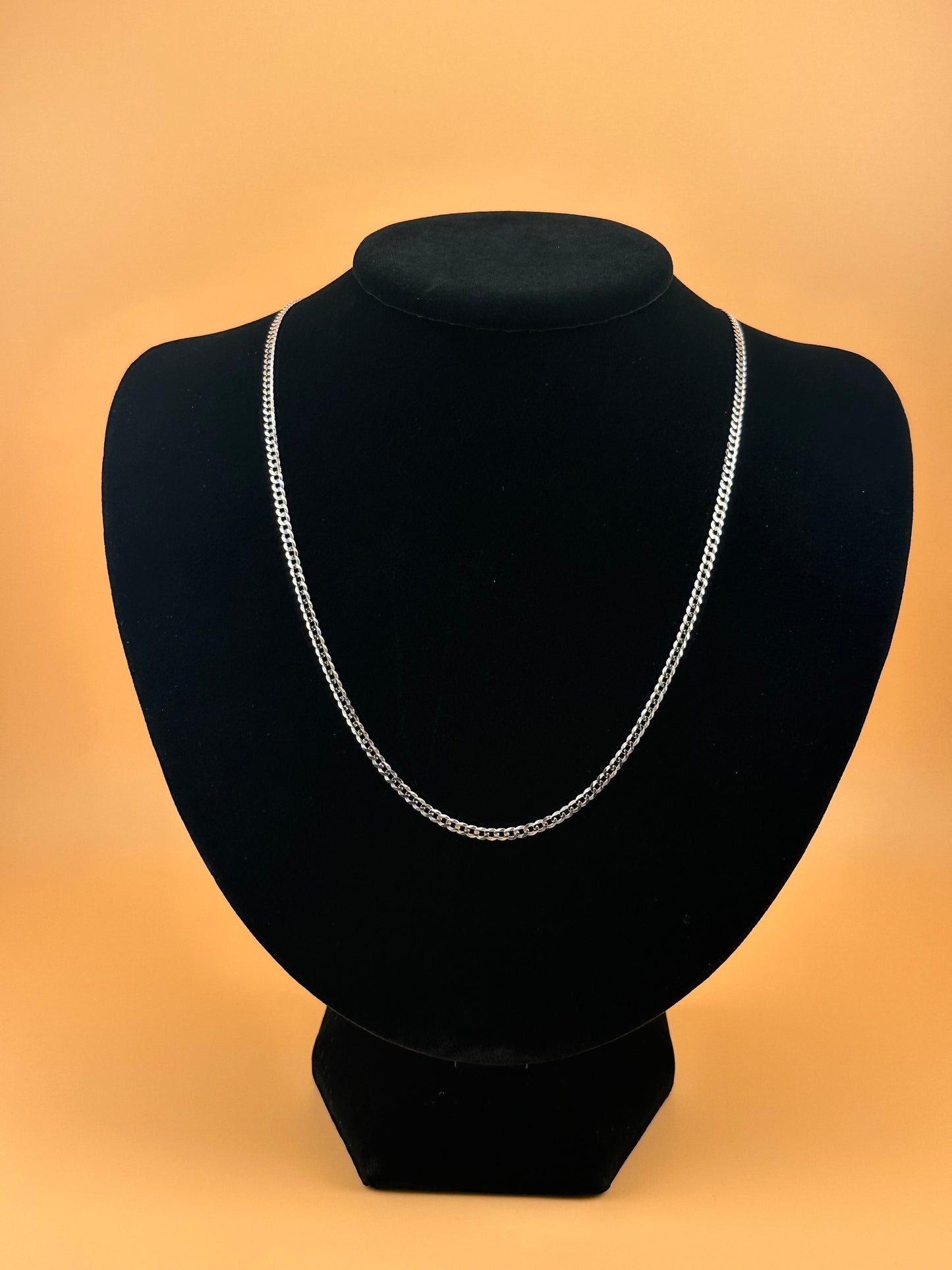 14K White Gold Hollow Curb Chain