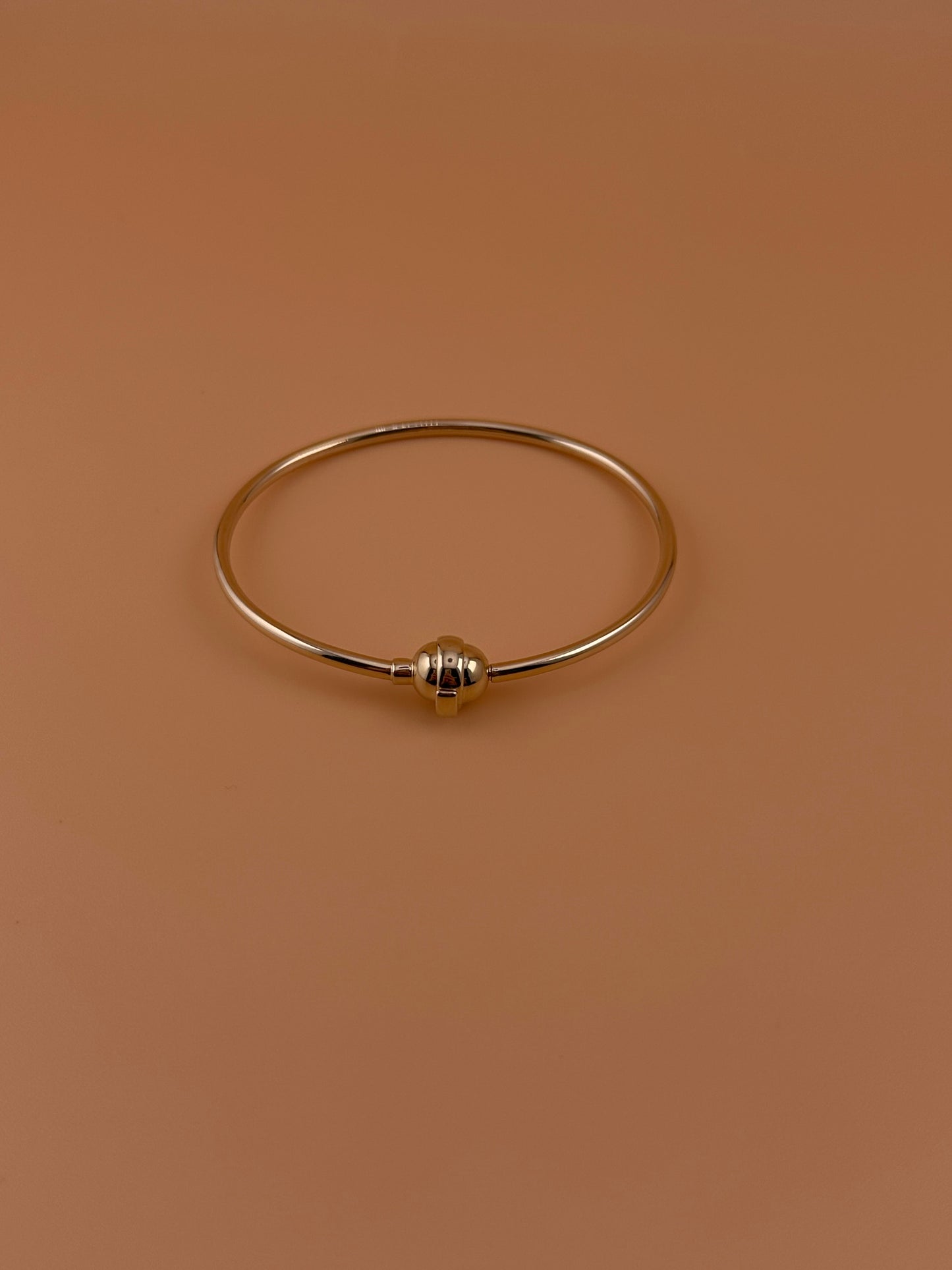 14K Gold Hollow Charm Bracelet with Free Bail & Stopper – Women’s Charm Bangle (6.5" – 8")