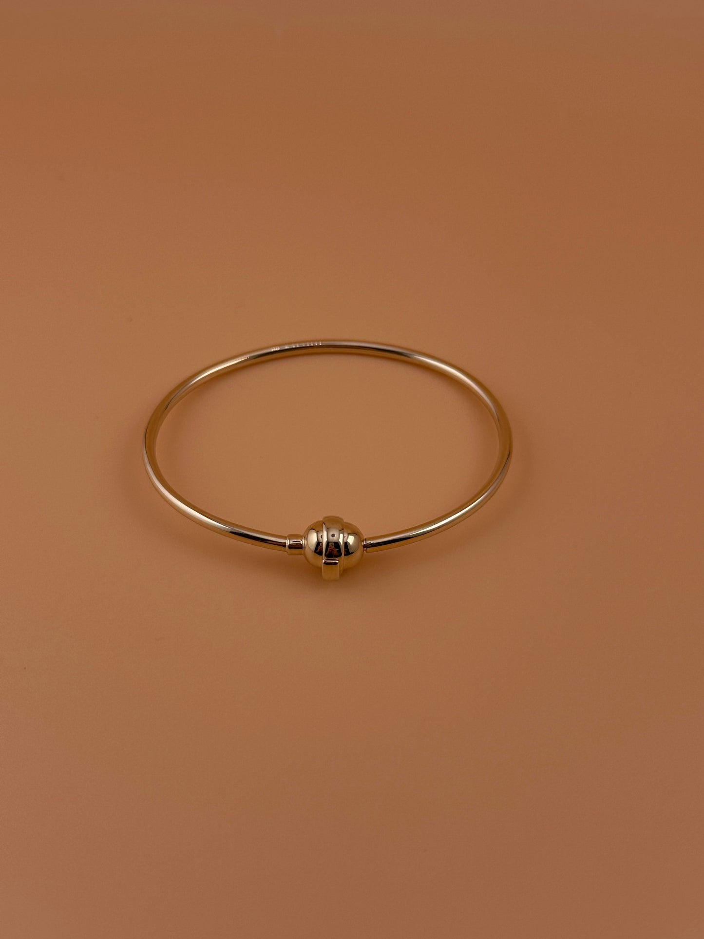 14K Gold Hollow Charm Bracelet with Free Bail & Stopper – Women’s Charm Bangle (6.5" – 8")