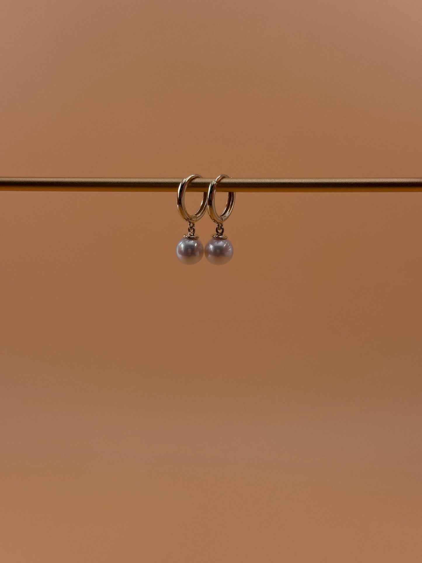 14K Gold Pearl Huggie Earrings – Dainty Hoop Drop Earrings