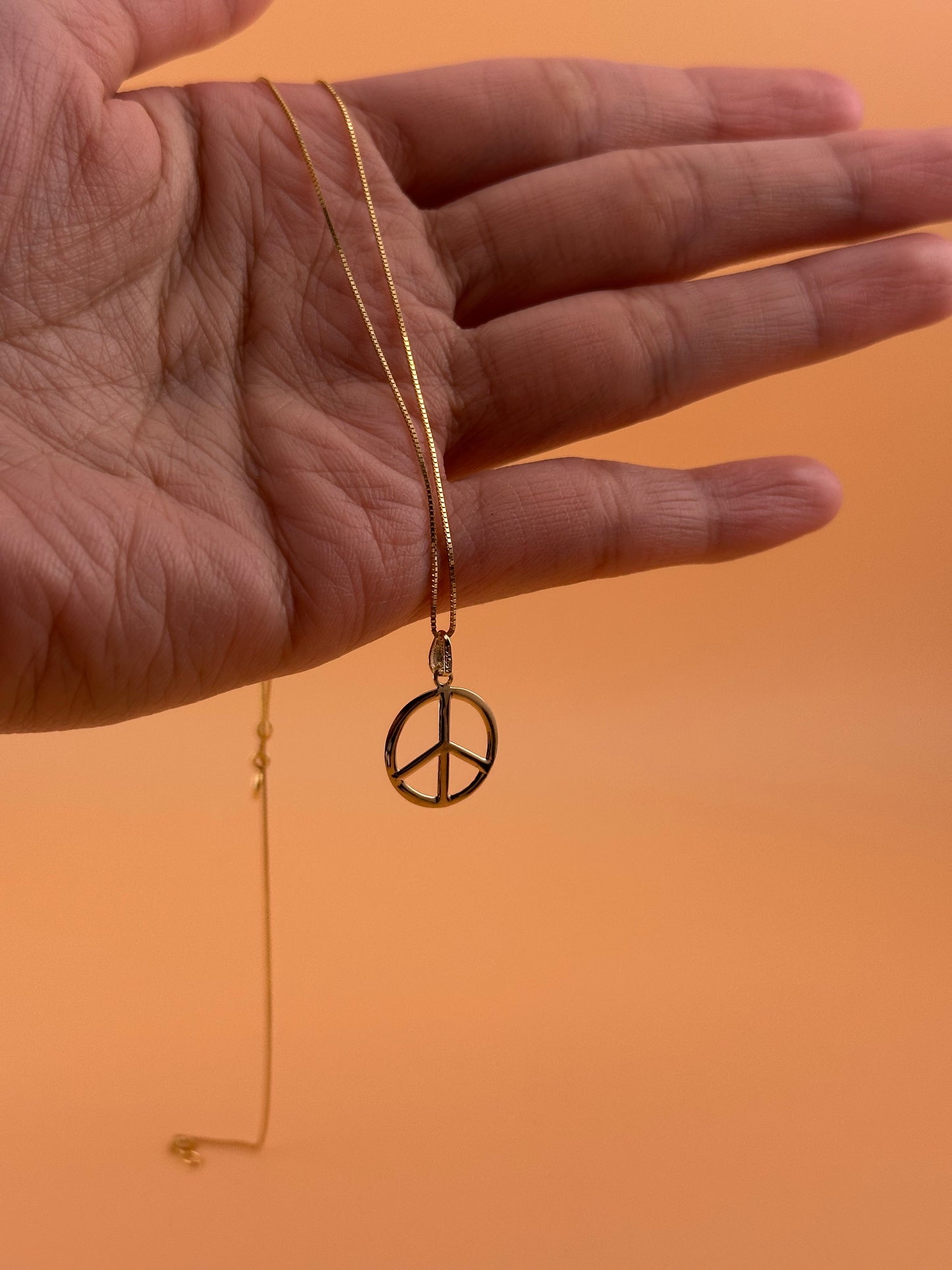 14K Gold Peace Sign Pendant