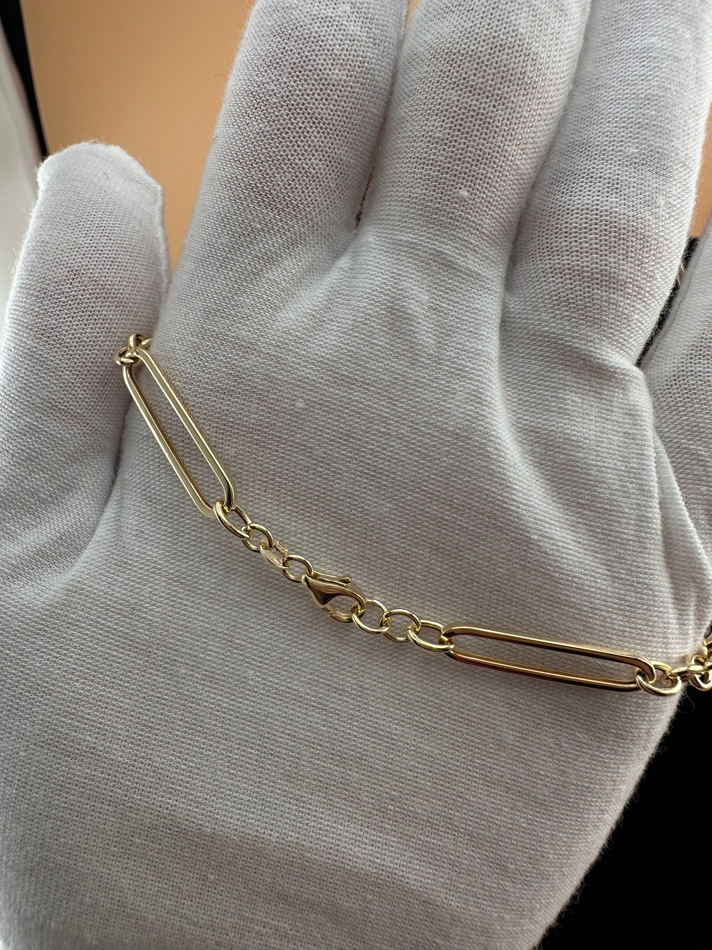 14K Gold Hollow Paperclip + Oval Link Necklace – 18"