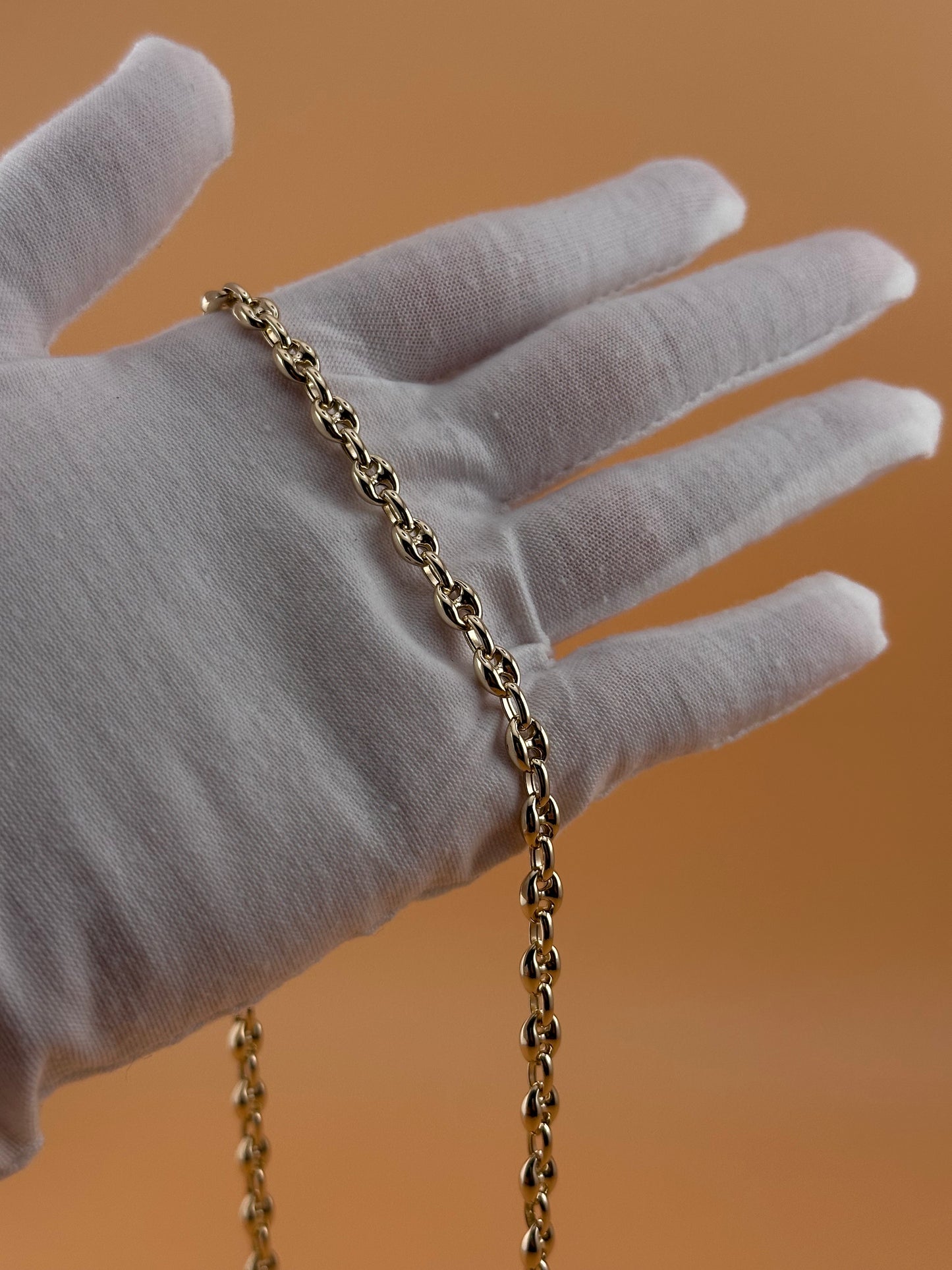 14K Gold Puffed Mariner Chain Necklace – 18 Inch