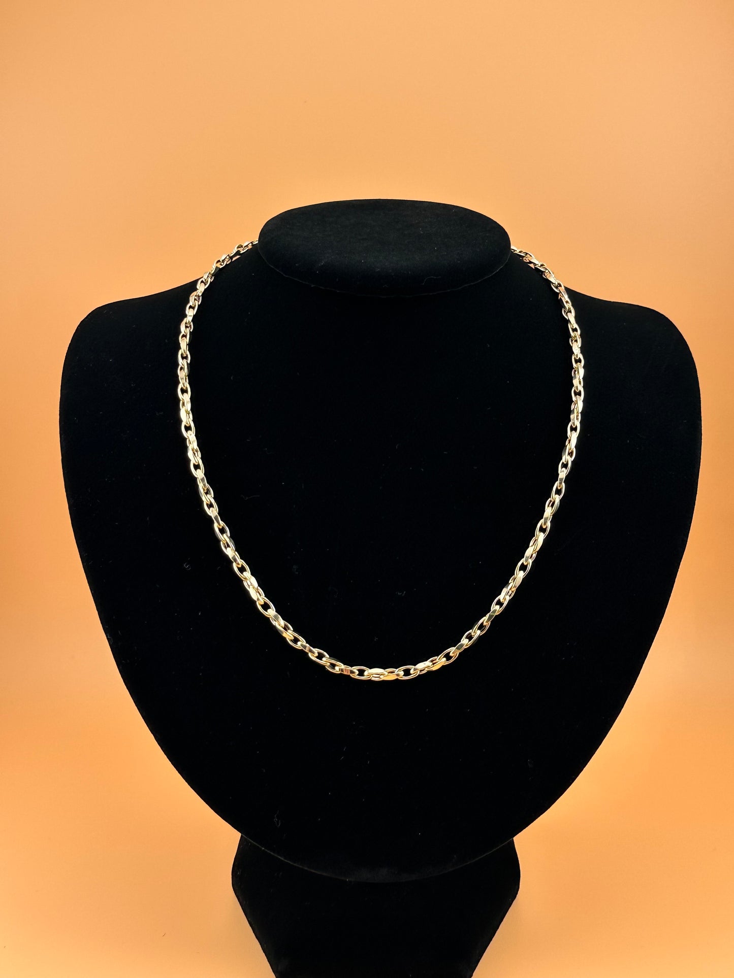 14K Gold Hollow Rolo Chain Necklace – 18 Inch