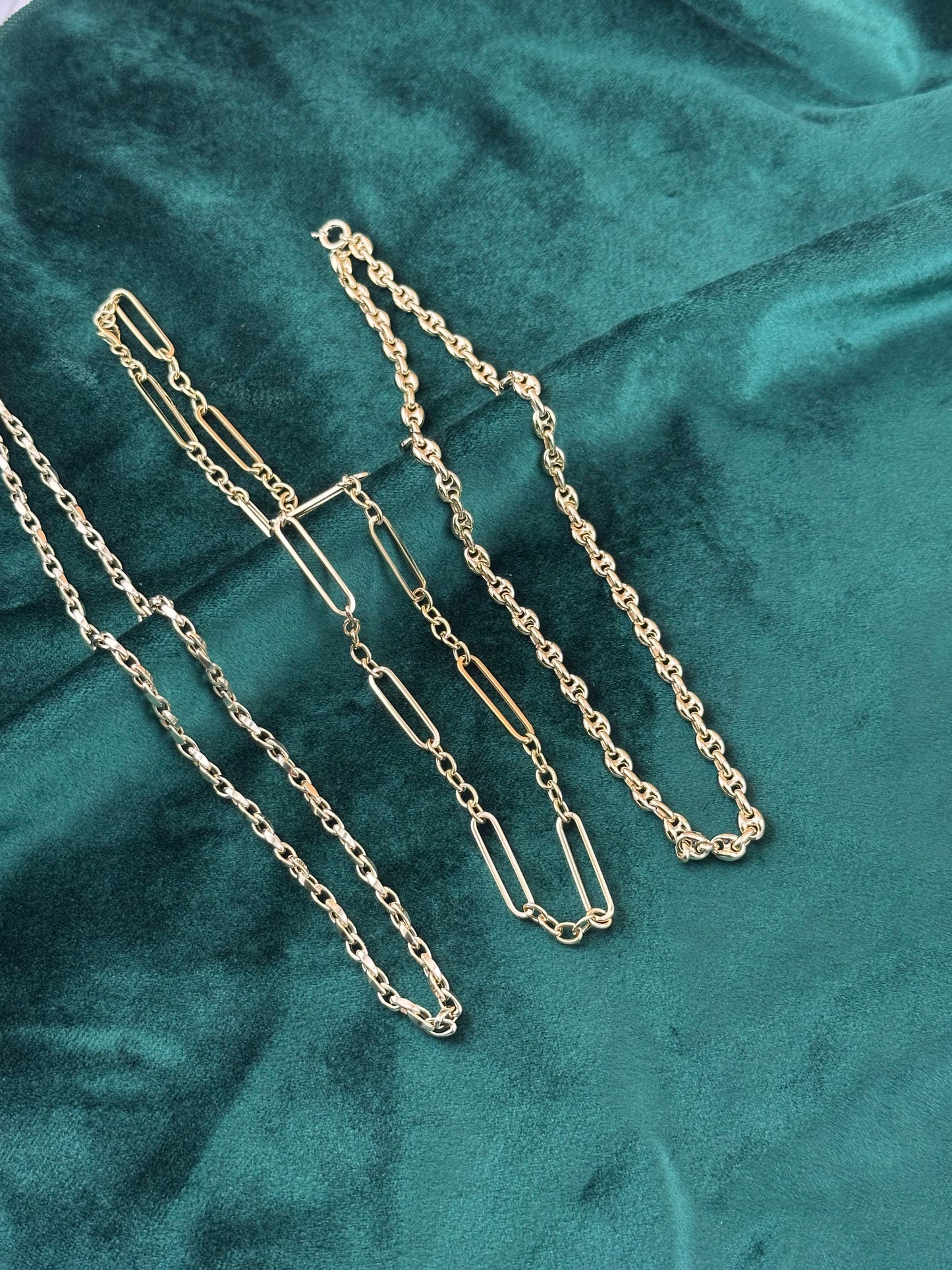 14K Gold Hollow Paperclip + Oval Link Necklace – 18"