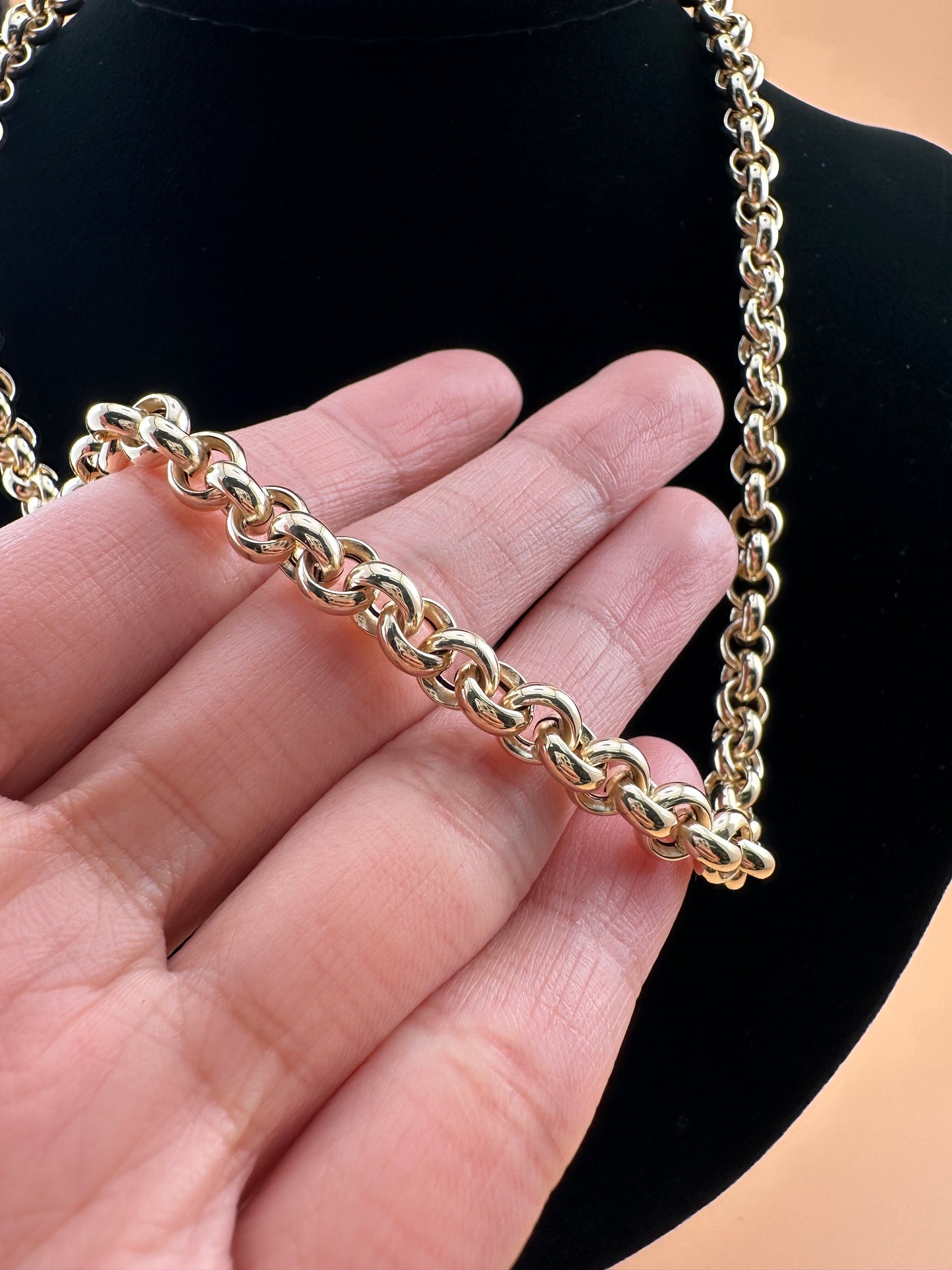 14K Gold Hollow Rolo Necklace – 18 Inch