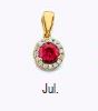 14K Gold Birthstone Pendant – Round Gemstone Necklace Charm | January to December Stones