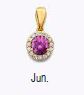 14K Gold Birthstone Pendant – Round Gemstone Necklace Charm | January to December Stones
