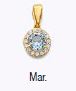 14K Gold Birthstone Pendant – Round Gemstone Necklace Charm | January to December Stones