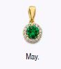 14K Gold Birthstone Pendant – Round Gemstone Necklace Charm | January to December Stones