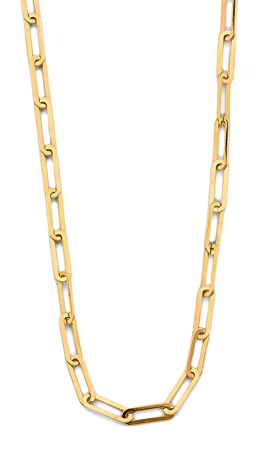 14K Gold Flat Paperclip Chain Necklace – 18 Inch Real Gold Link Necklace for Women