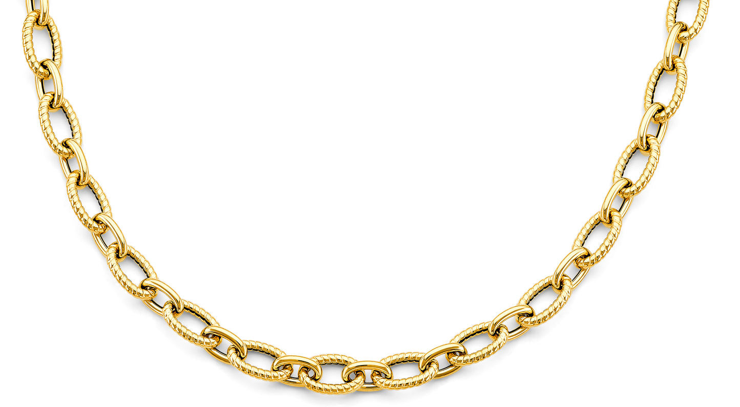 14K Hollow Gold Oval Link Chain Necklace β 18" Elegant Statement Chain