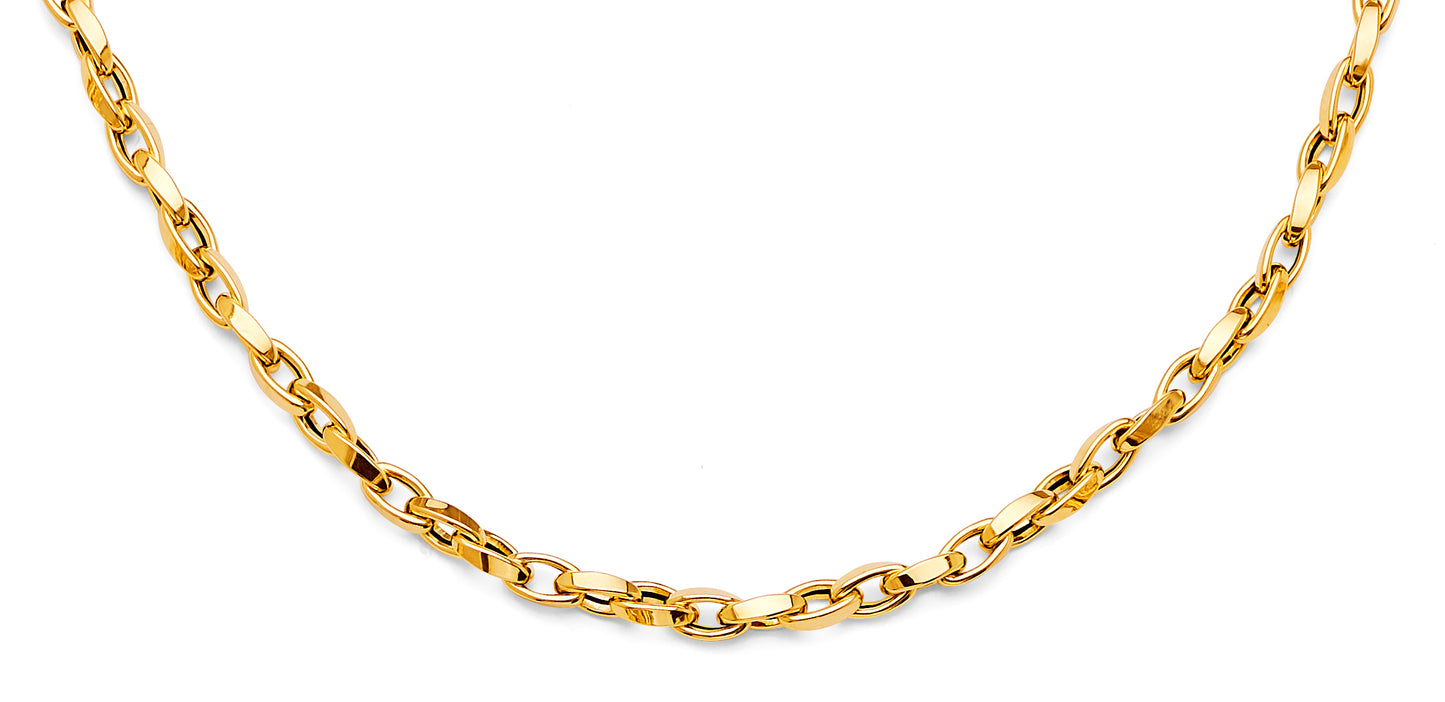 14K Gold Hollow Rolo Chain Necklace – 18 Inch
